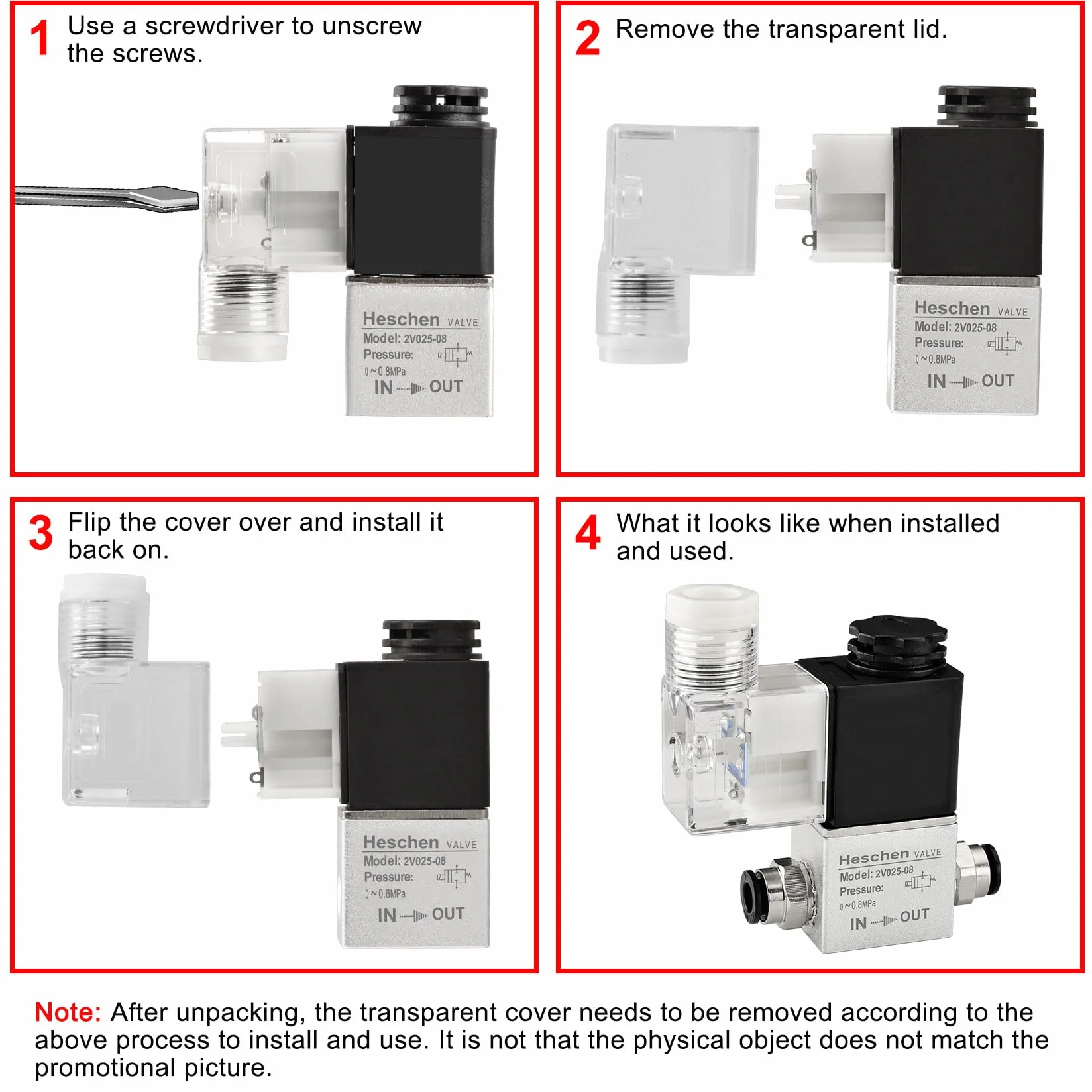 Heschen Elektryczny pneumatyczny zawór elektromagnetyczny, 2V025-08, 220 VAC, PT1/4, 2/2-drożny, normalnie zamknięty, CE