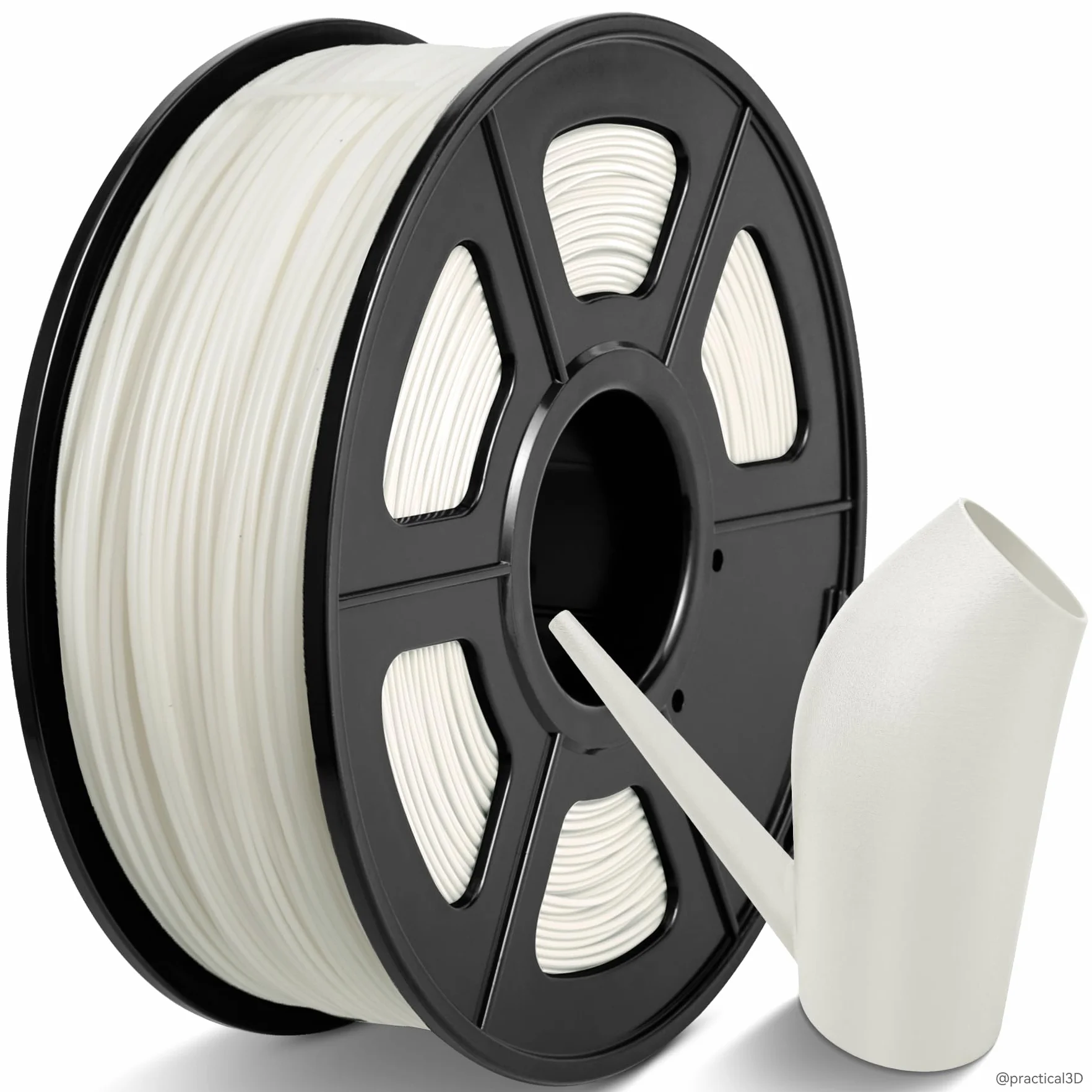 TECBEARS Filament ABS 1,75 mm, 1 kg, biały, wysoka wytrzymałość i wstrząsy, odporny na wysoką temperaturę, filament do drukarki 3D, dokładność wymiarowa +/-0,03 mm, szpula 1kg (2,2 funta)