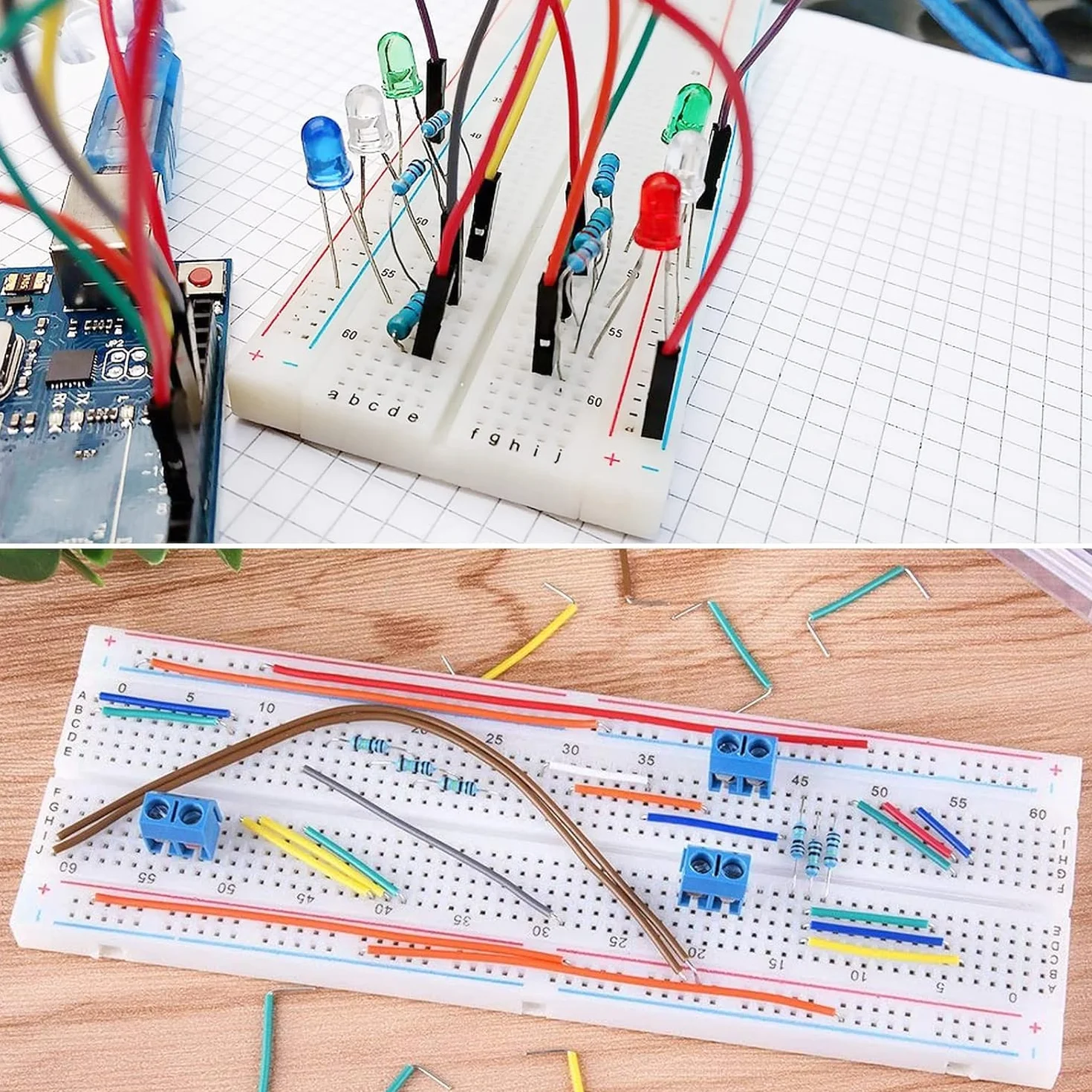 830 punktów, bez szwu Breadboard Breadboard Zestaw z kablem rozruchowym z przewodem rozruchowym, zasilaczem, kablem DC,do samodzielnego testowania elektronicznego Mini Breadboard