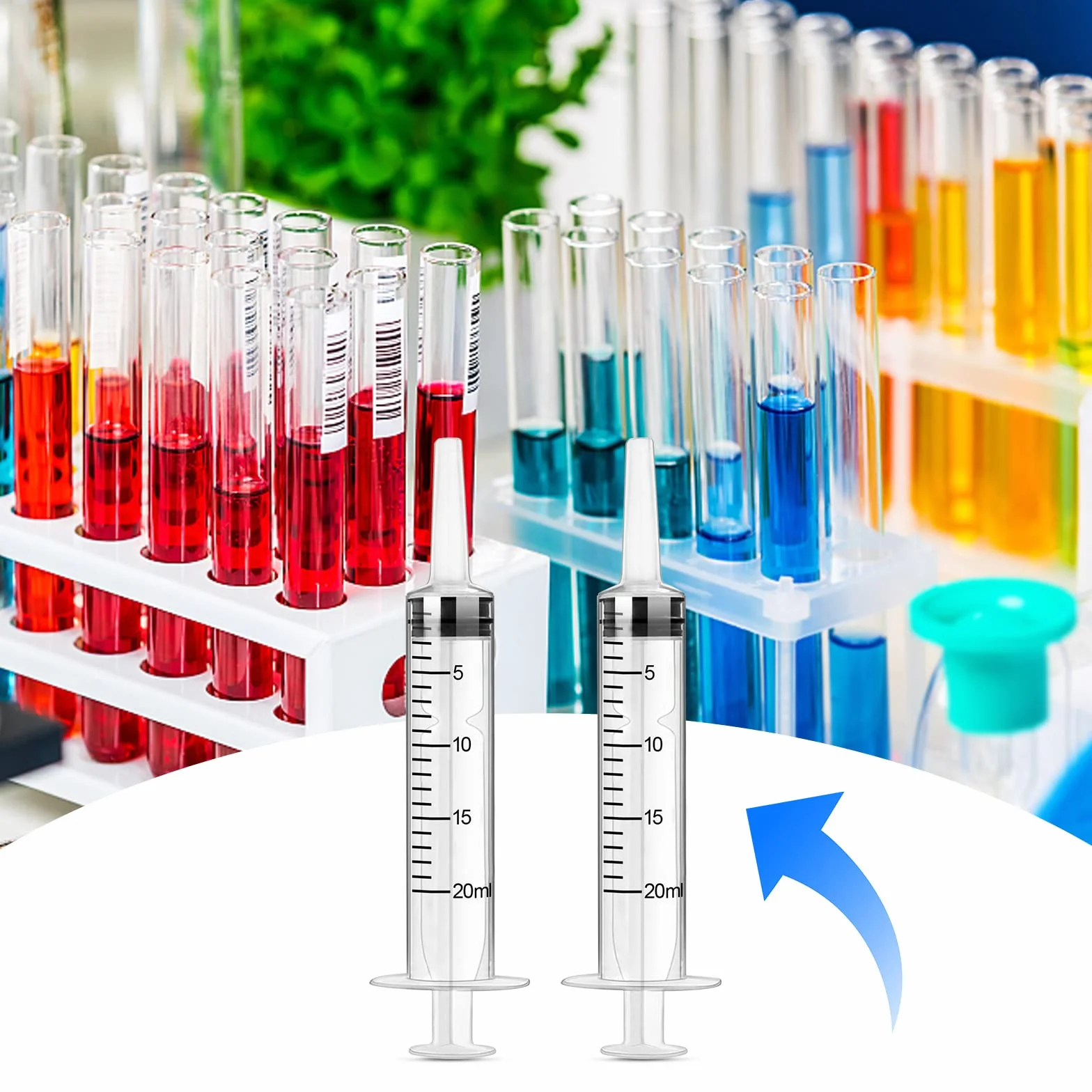 Strzykawki z tworzywa sztucznego, 6 sztuk, 20 ml, strzykawki z tworzywa sztucznego, pojedynczo zapakowane, sterylne strzykawki do laboratoriów naukowych, małych zwierząt domowych, do karmienia