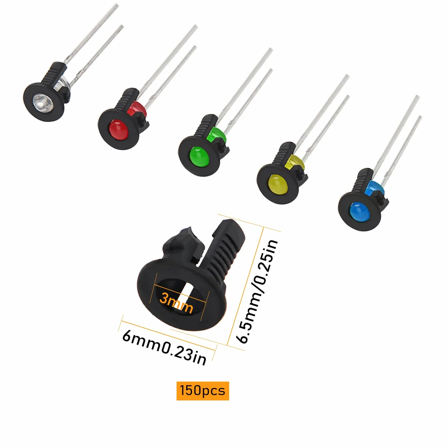 450 Sztuk 3mm Diod LED z Rezystorem & Plastikowym Uchwytem Diody, 2-Pinowe Diody Elektroluminescencyjne z Rozproszonym Kolorowym Len, Okrągła Diody LED, Biały/Zielony/Czerwony/Niebieski/Żółty