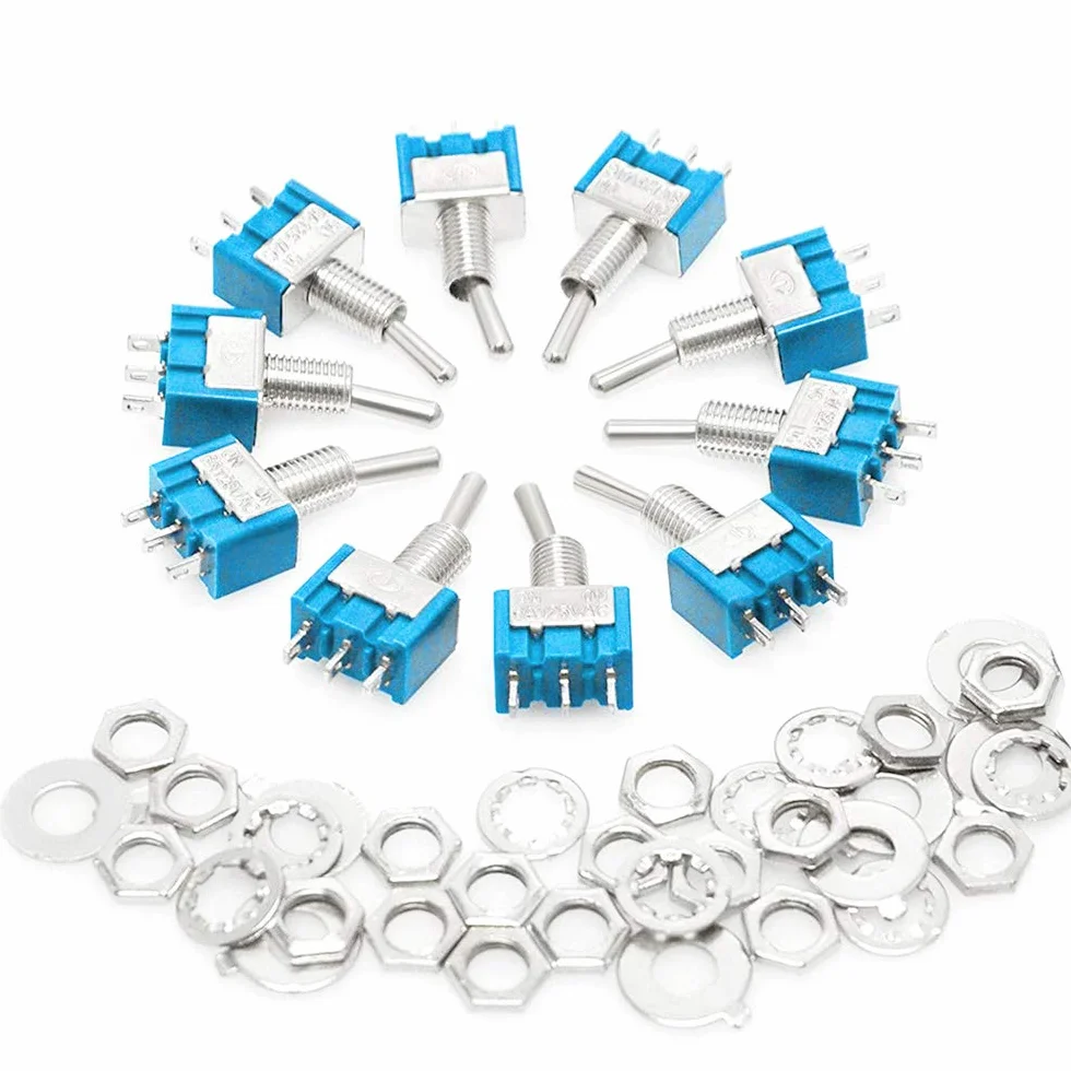 25 szt. Premium 6A / 125VAC Mini przełącznik dwustabilny, 3 piny, 2-pozycyjny, blokujący przełącznik kołyskowy SPDT, MTS102