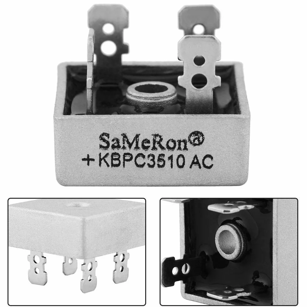 Mostek prostowniczy silikonowy, 10 sztuk KBPC3510 35A 1000V w metalowej obudowie Mostek prostowniczy silikonowy do prostowania jednofazowego