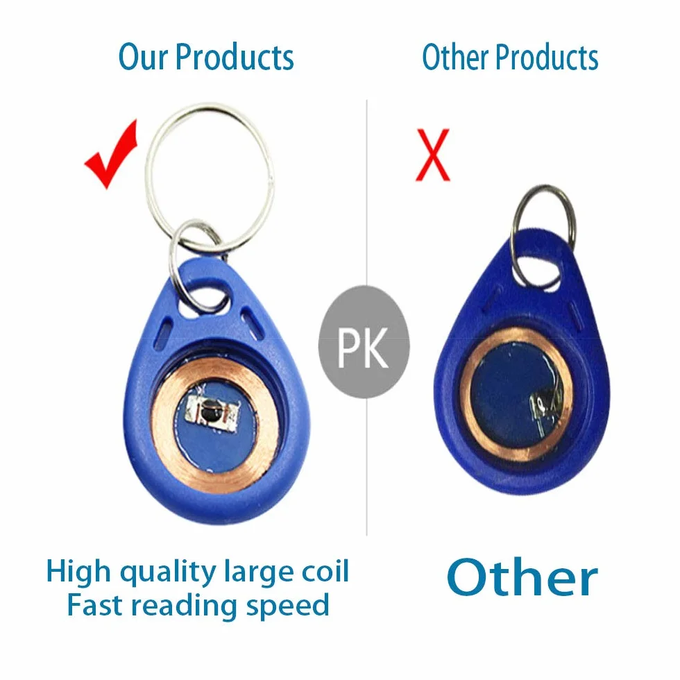 YAVIS Chipy RFID 13,56 MHz z transponderem breloczek do kluczy NFC Token Tags 1k klucz chip, kółko na klucze, kontrola dostępu, karta keyfob - niebieska (10 sztuk)