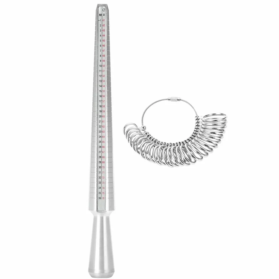 Pssopp Przyrząd do Pomiaru Rozmiaru Pierścionka, Metalowy trzpień do Obrączek DIY, Dokładny Rozmiar Brytyjski, łatwy w Użyciu Zestaw do Wyrobu Biżuterii do Szerokich Pierścionków