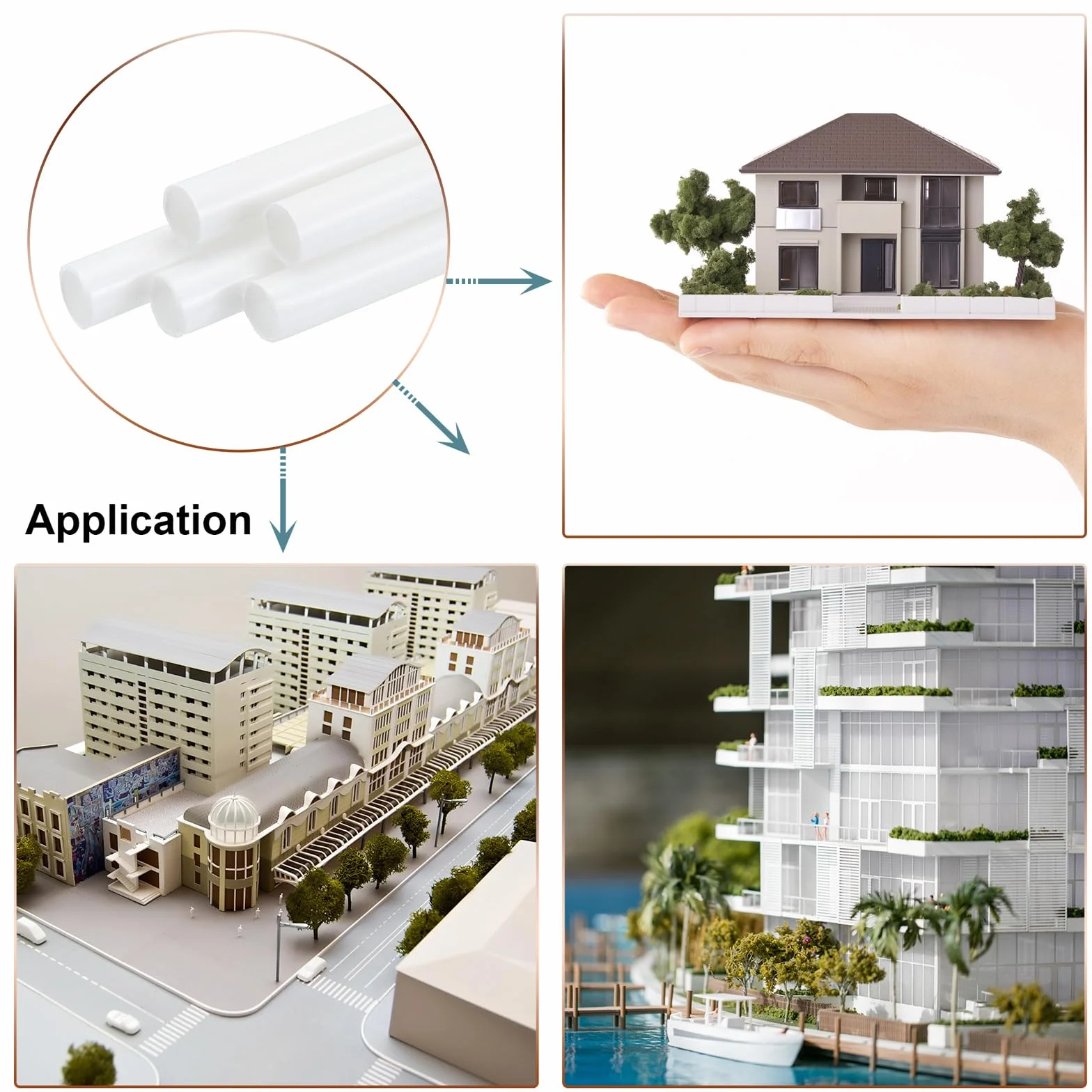 QUARKZMAN Rury plastikowe ABS okrągła 5 mm x 250 mm biała do modelowania architektonicznego