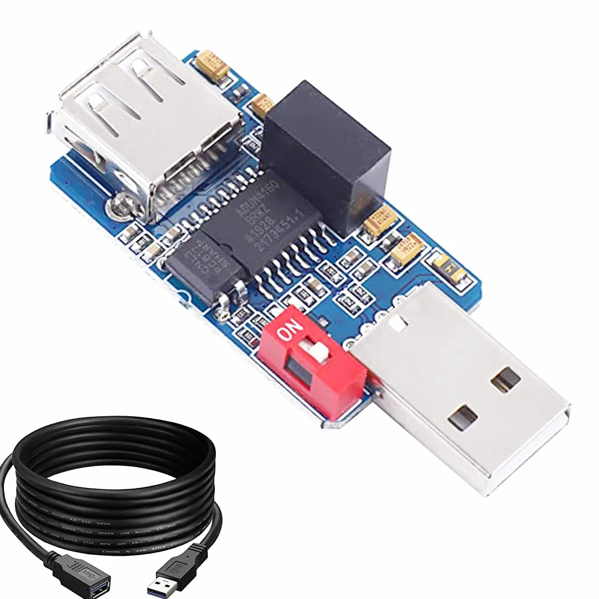 ADUM3160 Moduł izolatora USB, płyta izolatora USB na USB 1500 V, moduł izolatora napięcia, bez sterowników, obsługa Plug-and-Play, 12 Mbit/s 1,5 Mbit/s z kablem USB
