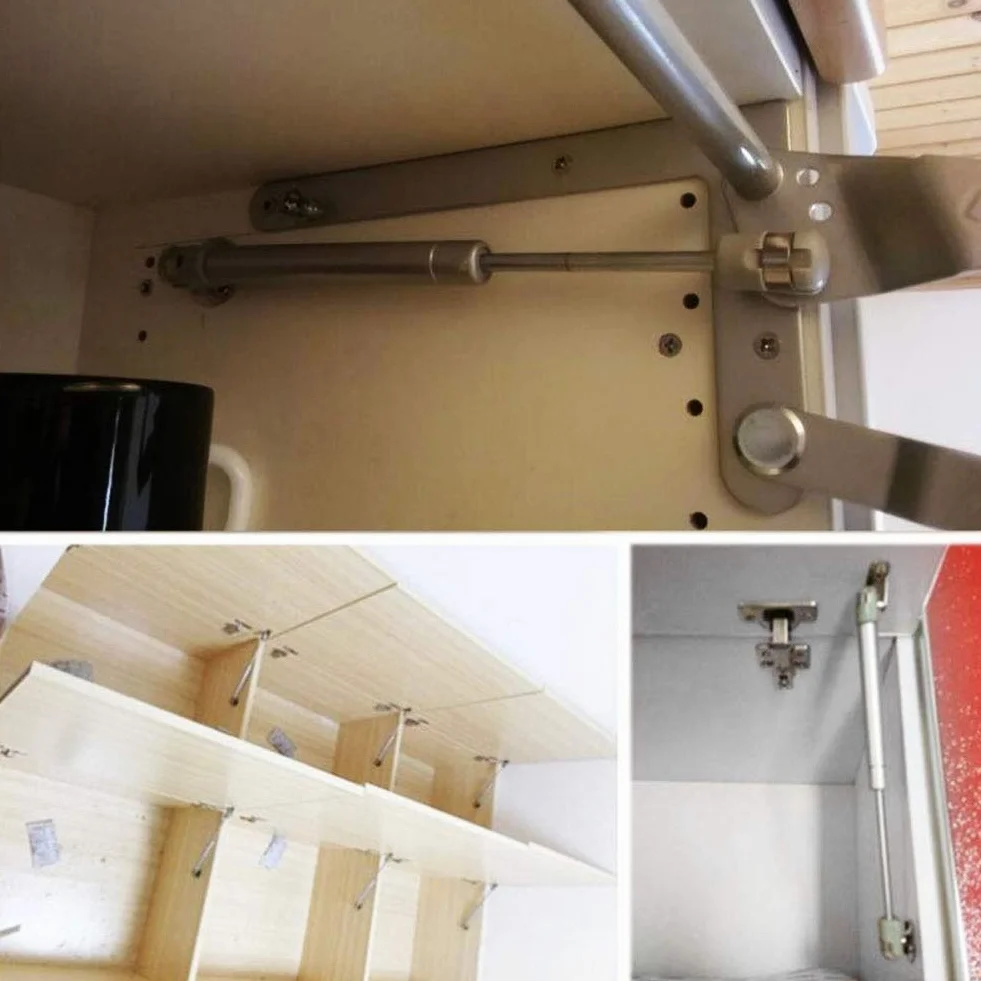 2 Szt. 100N Hydrauliczne Siłowniki Gazowe Podpora Do Podnoszenia, Pokrywa Zawiasów Szafki Drzwiowej Stay Kitchen Drzwi Do Szafki Gazowej Amortyzator Sprężynowy Z Dolną Płytą Montażową (Plastikowa Głowica)