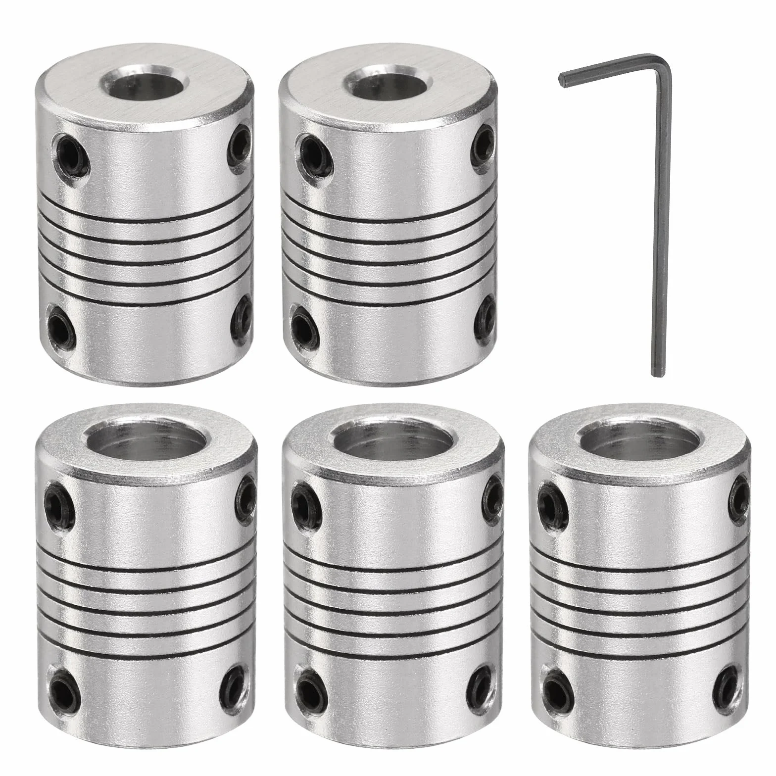 QUARKZMAN 5 sztuk stopu aluminium sprzęgło wału 6,35 mm na 10 mm, elastyczne sprzęgło złącze silnika, złącze silnika krokowego, sprzęgło do maszyny CNC i drukarki 3D (L25 x D19)