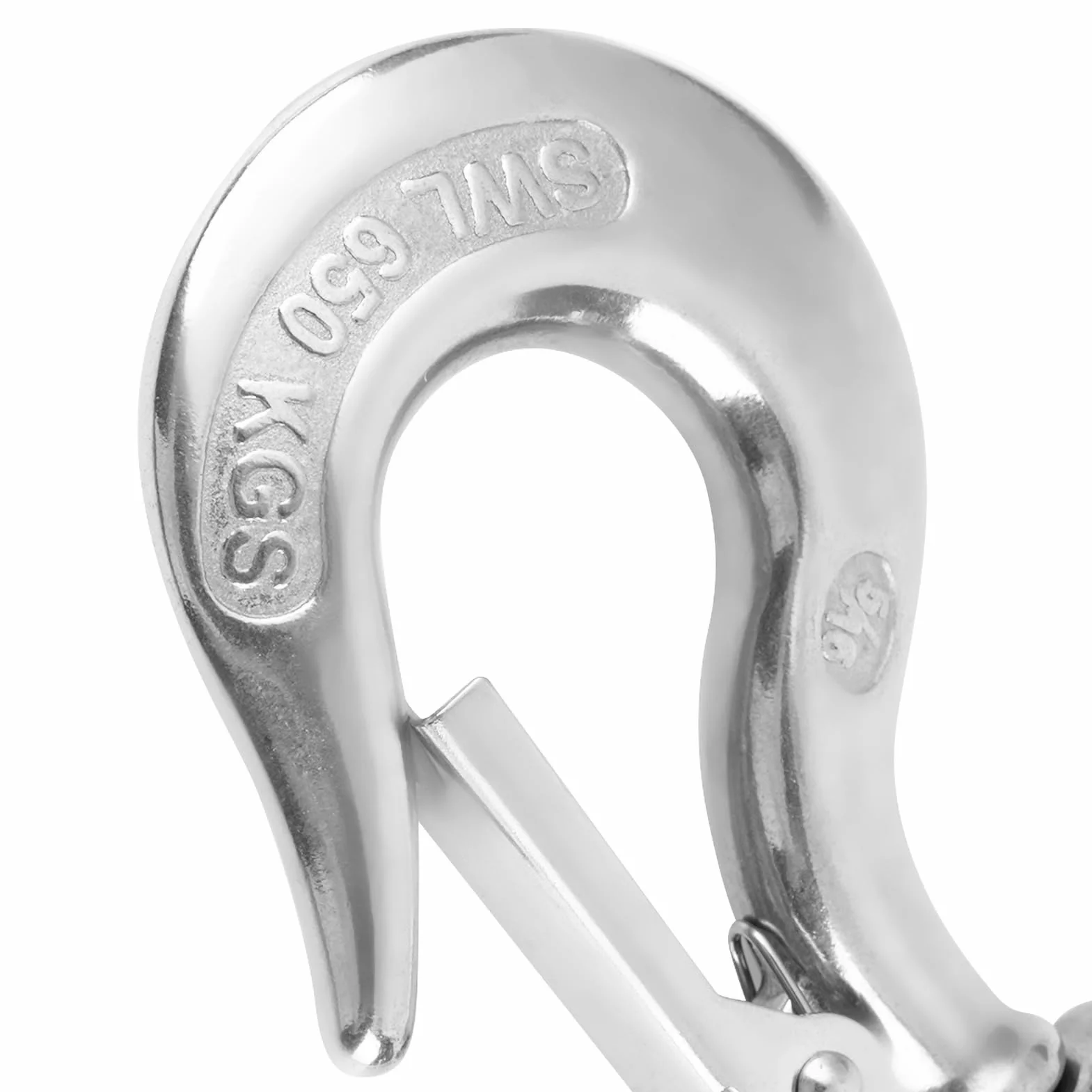 Sicherheits-Haken 304 Edelstahl-Schwenker-anhebender Haken-Stahlaugen-Haken mit Verschluss-Rigging-Zusatz 650kg / 1000kg(650kg)