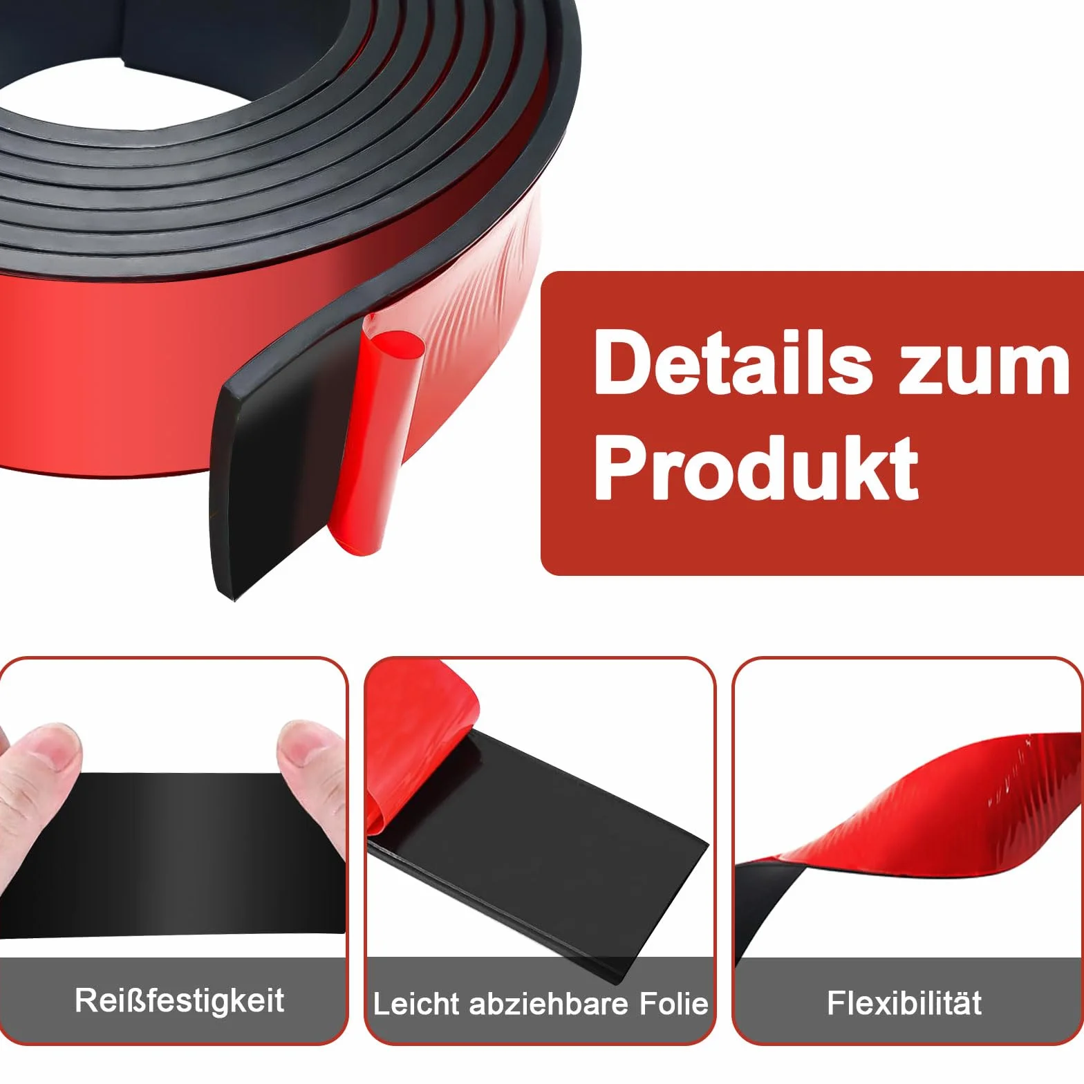 Gumowe paski samoprzylepne 25 mm x 1,5 mm x 3 m profil uszczelniający czarne