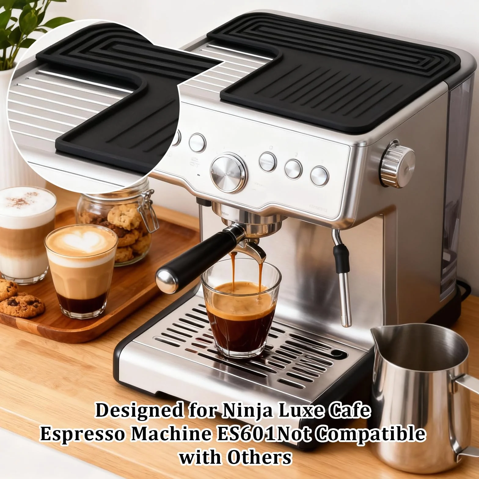 Mata silikonowa do ekspresu do kawy Ninja, antypoślizgowa mata do ekspresu do kawy Ninja Luxe Café Premier ES601EU/ES701EU, odporna na zarysowania, wodoszczelna, odporna na wysokie temperatury