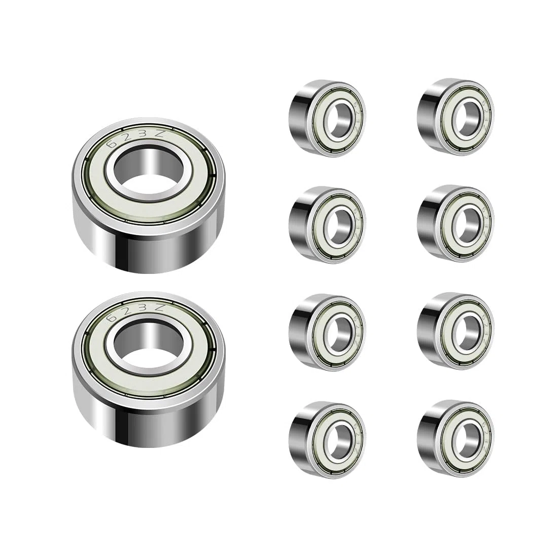10 szt 623 ZZ łożysko kulkowe 3 mm x 10 mm x 4 mm, wstępnie nasmarowane, podwójne uszczelnienie, łożysko kulkowe 623ZZ