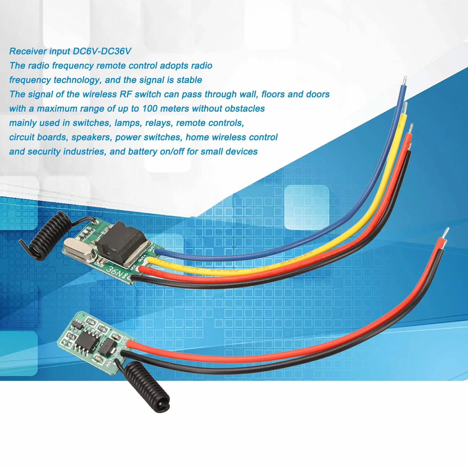Zestaw Przełączników Zdalnego Sterowania RF 433MHz Odbiornik DC6V-36V Nadajnik DC5V-24V Bezstykowa Płytka PCB