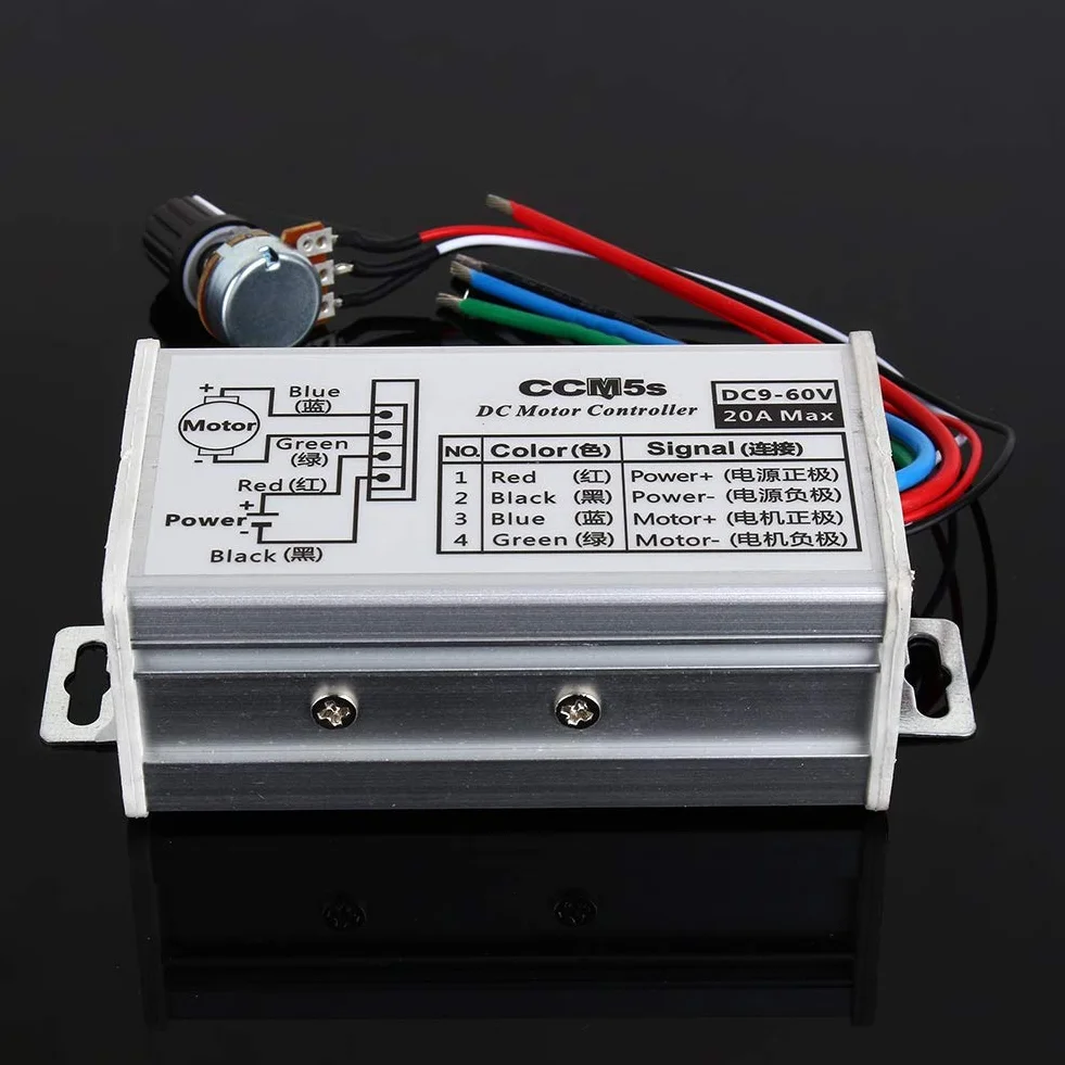 Sterownik Regulatora Prędkości Silnika DC 9-60 V 20A PWM Wysokiej Jakości Profesjonalne Akcesoria do Użytku