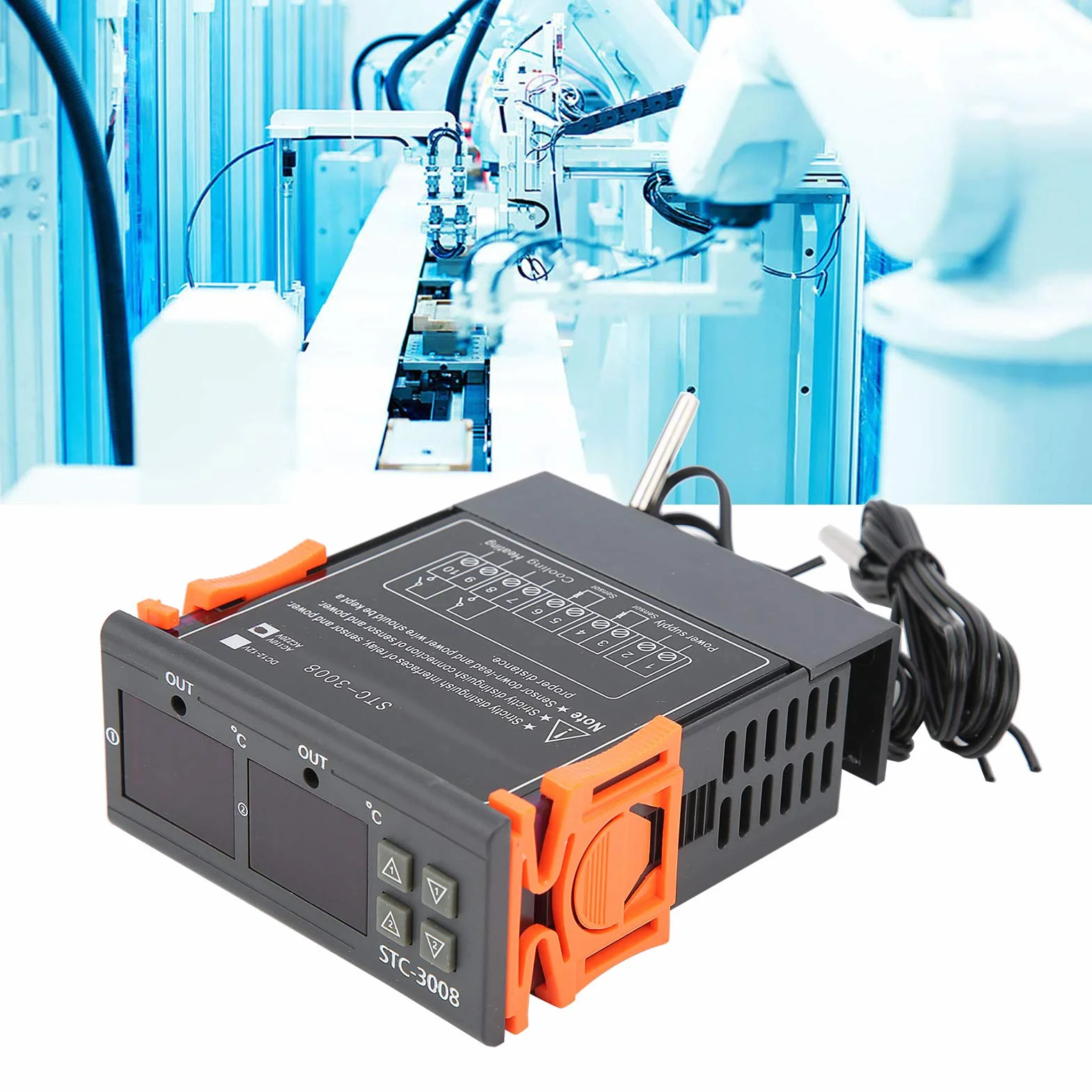 Cyfrowy Regulator Temperatury Termostat -3008 z Podwójną Sondą do Lodówki, Szklarni i Akwarium(110‑220V)