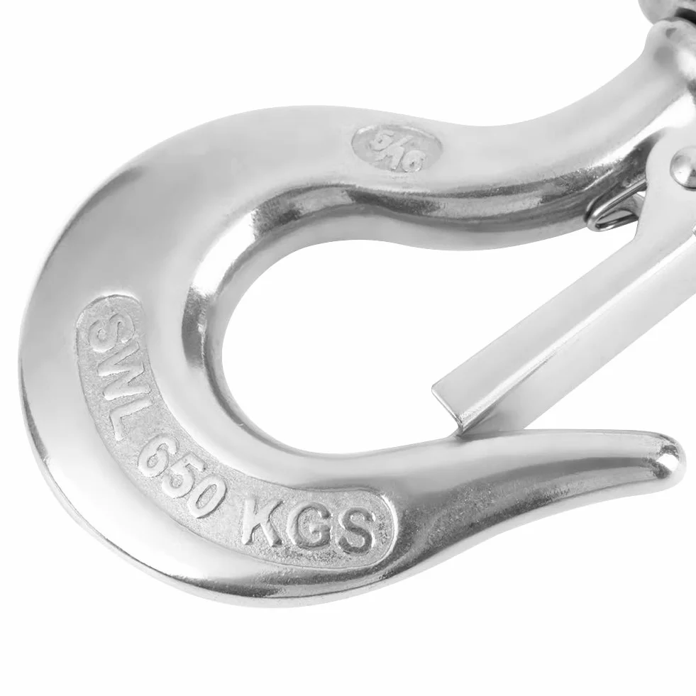 Bezpieczny hak obrotowy Koulate, stal nierdzewna 304 z hakiem hakowym Hak obrotowy Hak obrotowy Hak łańcuchowy 650 kg / 1000 kg (1 #)
