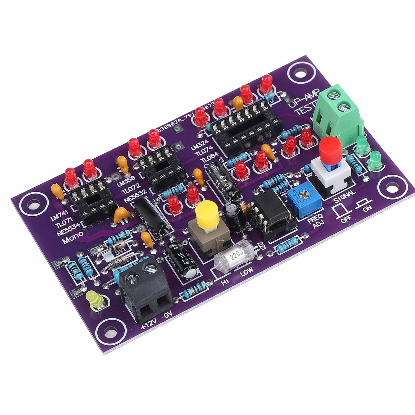 Moduł Testowy OP AMP Wzmacniacza Operacyjnego Płytka Testowa DC12V T2 Tester