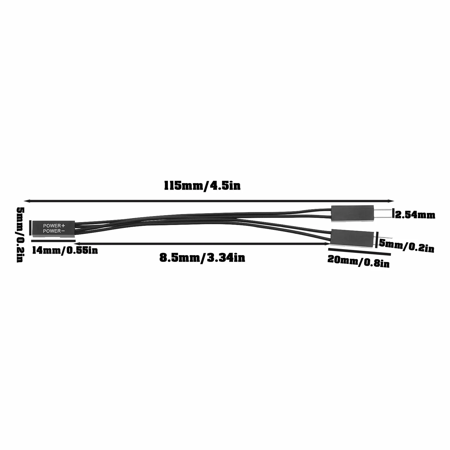 Dupont 2-pinowy adapter żeński na 2 męskie 2,54 mm cynowana miedź do płyty głównej PC