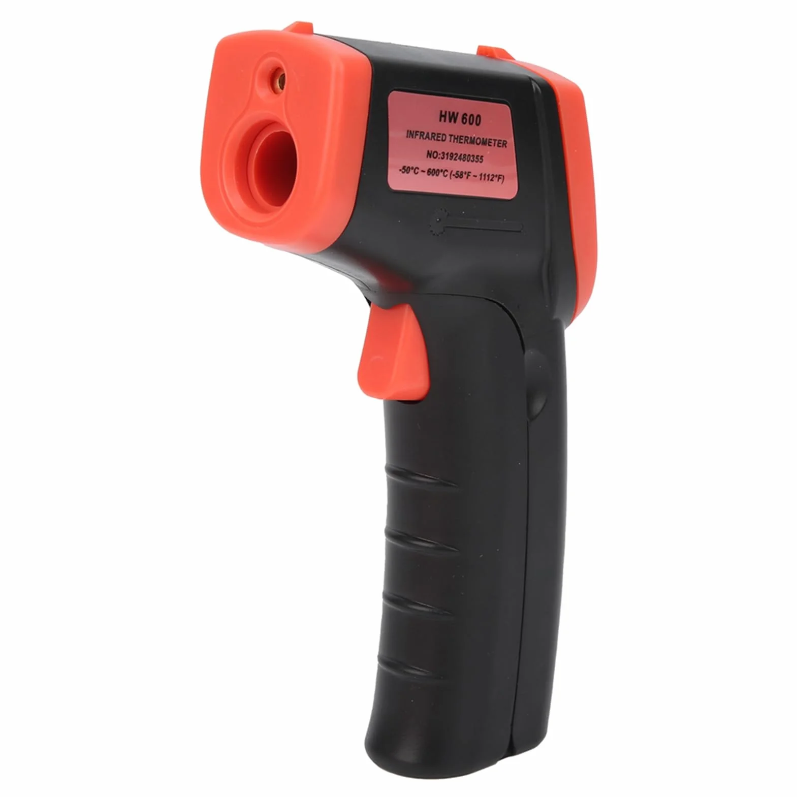Irfora Cyfrowy Termometr na podczerwień HW600, Przenośny, Lekki, Wyświetlacz LCD z Podświetleniem, -50~600°C, Bezdotykowy Termometr do Pomiaru Temperatury, Bezdotykowy Termometr (Czerwony)