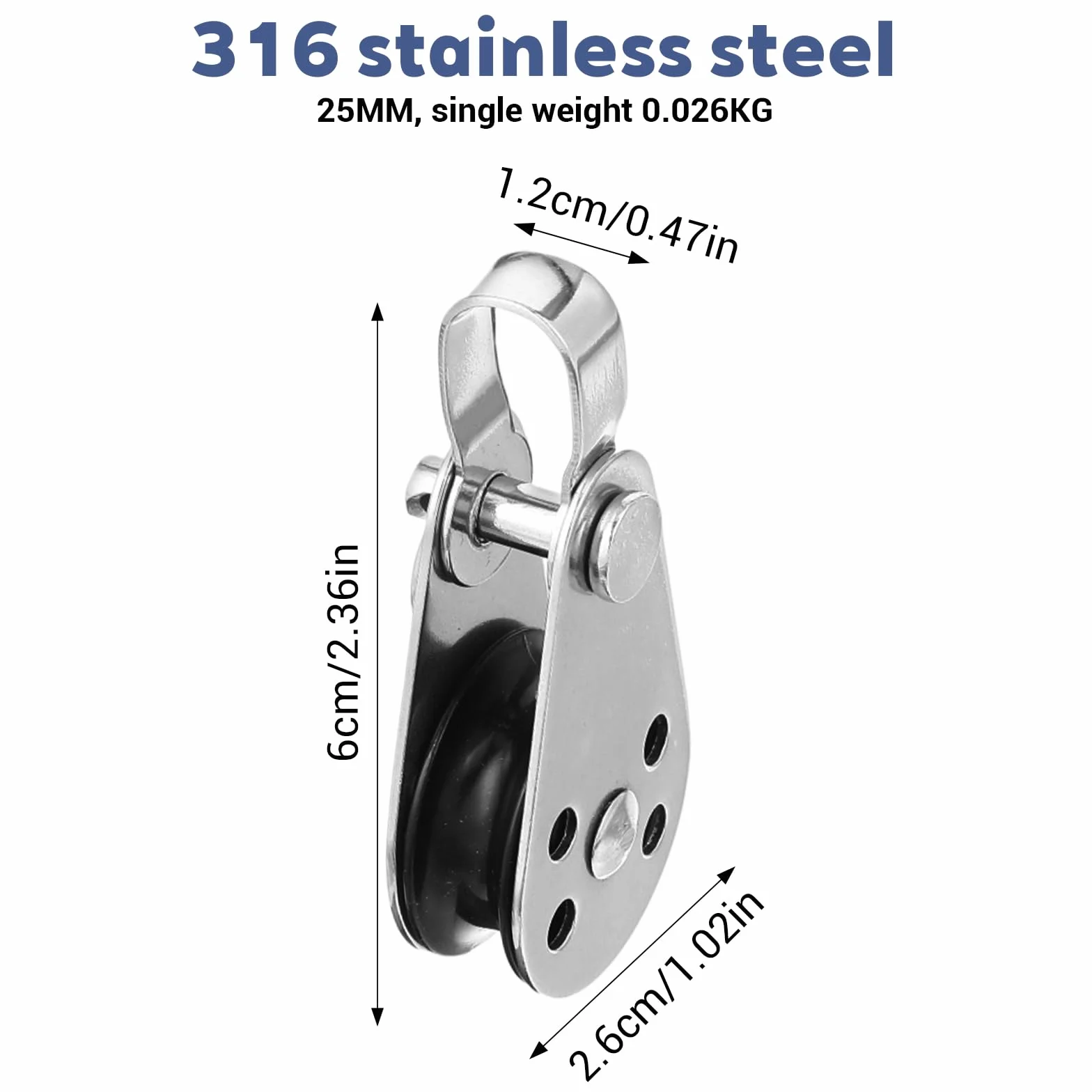 4 sztuki kółek zwrotnych do lin, rolka zwrotna, mała, nadaje się do lin od 2 mm do 8 mm, rolki kierunkowe ze stali nierdzewnej, do żaglowców, jachtów, statków