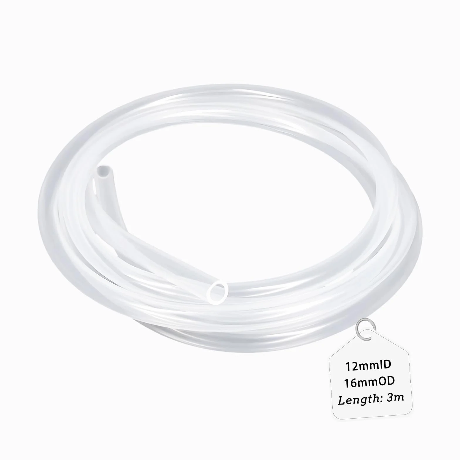 LALAGO Elastyczna silikonowa przezroczysta gumowa rura spożywcza dla domu, wody pitnej, przemysłu - 12mm ID x OD 16mm, grubość 2mm, 3 metry