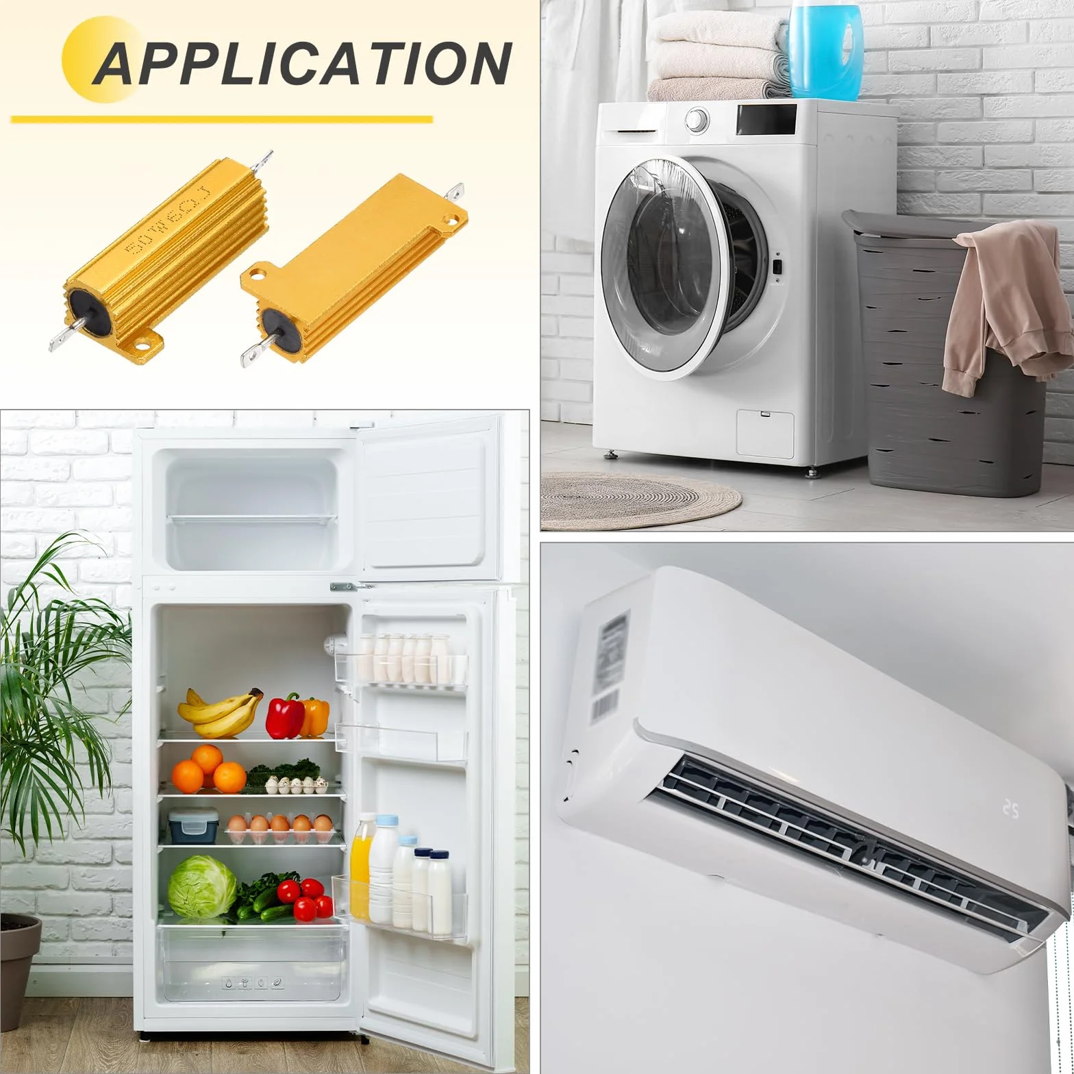 QUARKZMAN Zestaw 5 rezystorów cewkowych 50 W, 6 omów, 5% do obudowy aluminiowej, śrubowej, zamontowanej na ramie, w kolorze złotym