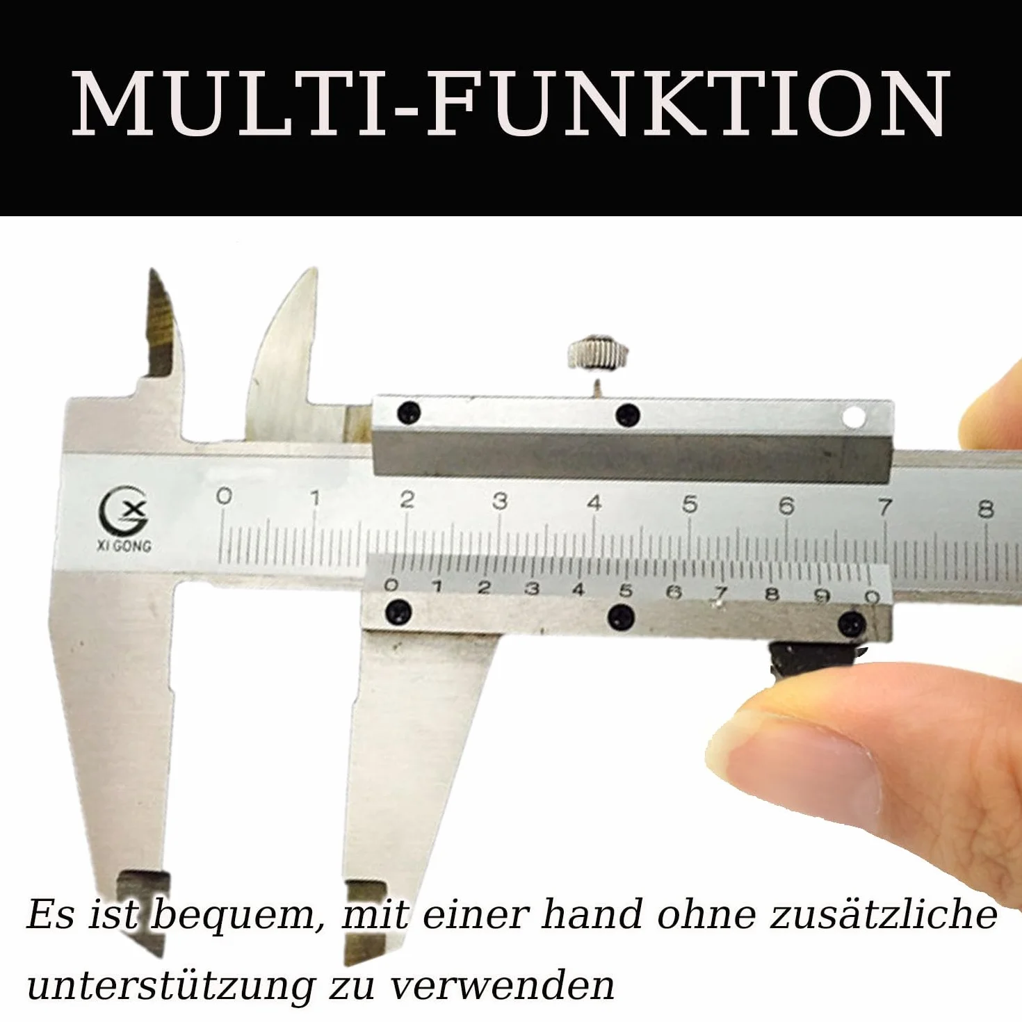 Suwmiarka 150 mm, suwmiarka ze stali nierdzewnej, analogowa 0,02 mm / 0,001 cala, analogowa, do użytku domowego i przemysłowego, pomiar, srebrna ze śrubą ustalającą