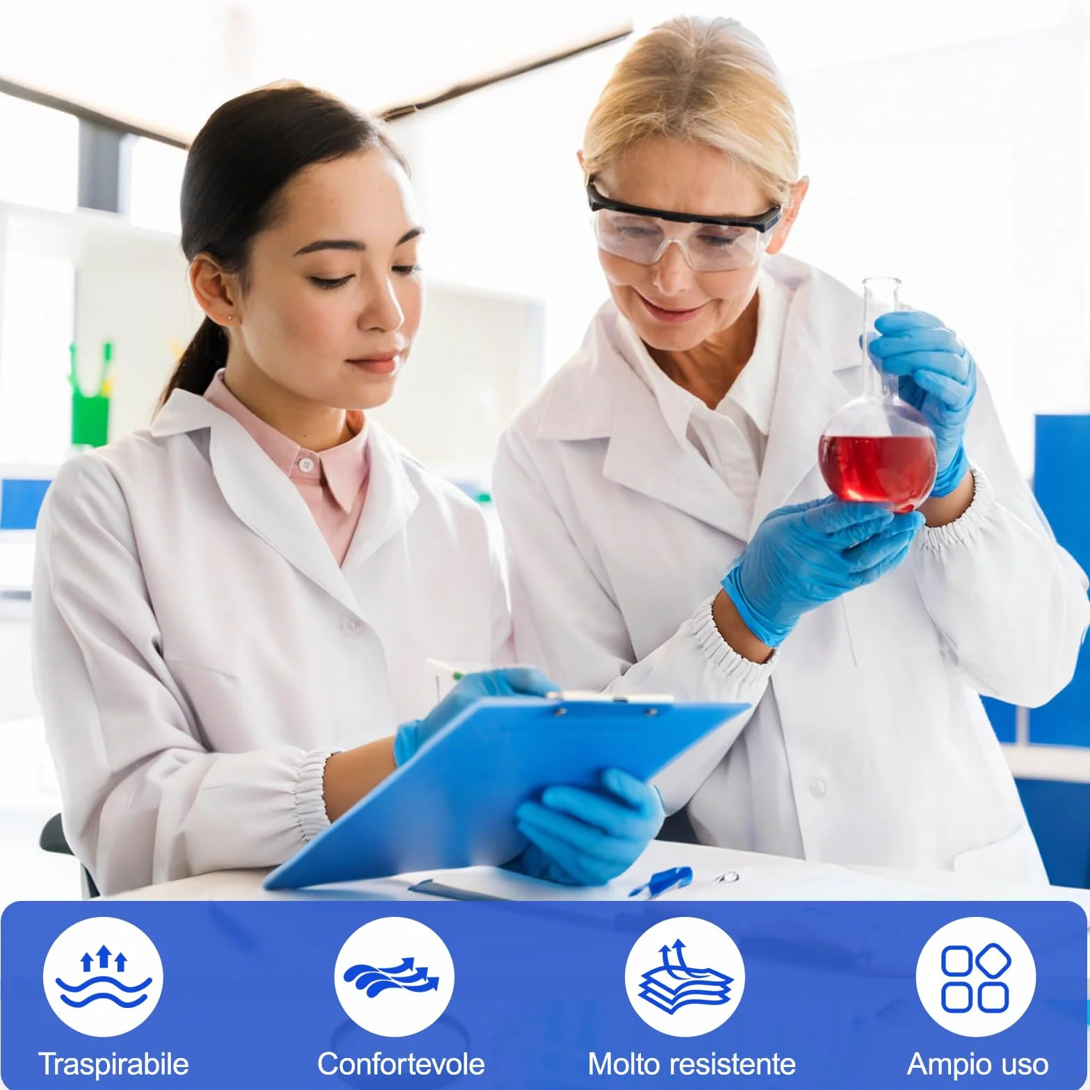 1 Biały fartuch laboratoryjny, fartuch laboratoryjny dla kobiet mężczyzn biały fartuch medyczny laboratorium medyczne płaszcz