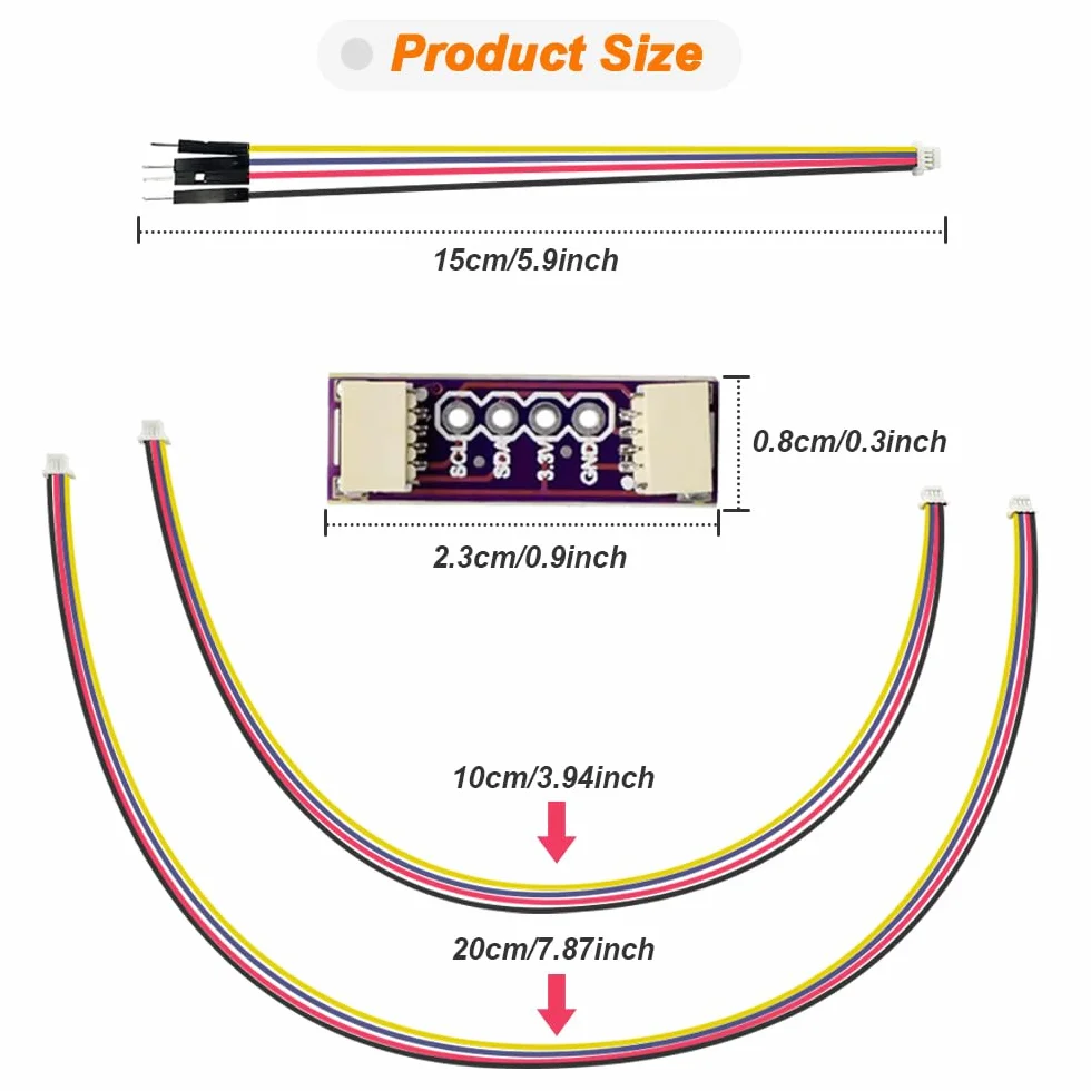 Zestaw kabli Qwiic I2C Stemma QT SparkFun 4-pin SH1.0 JST 12 sztuk