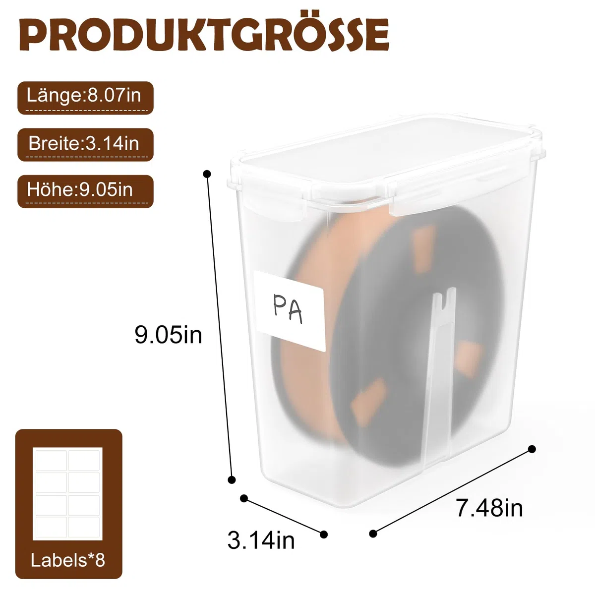 Pojemnik do przechowywania filamentu do druku 3D, uszczelnienie i ochrona – 4 opakowania pojemników na filament – przenośne przechowywanie, ochrona przed wilgocią i kurzem 4,0 l