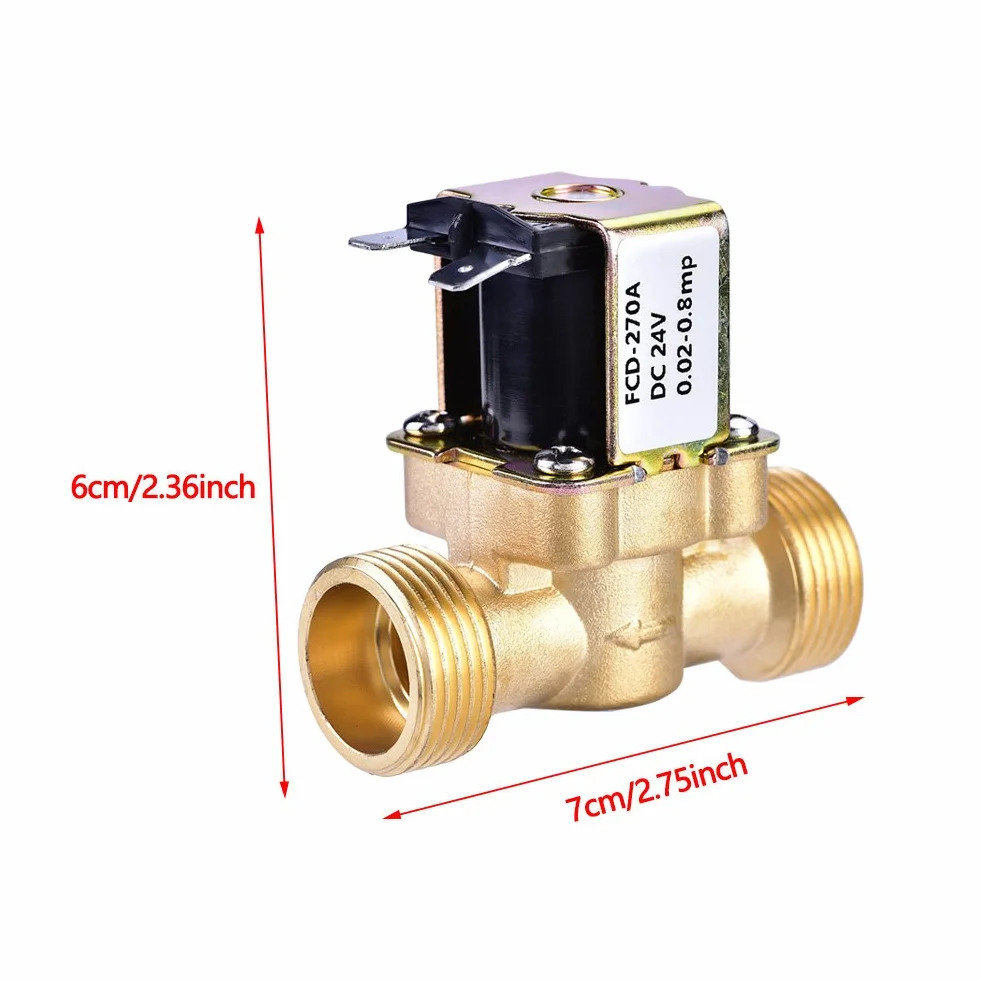 Zawór elektromagnetyczny 3/10.2 cm DC 24 V normalnie zamknięty mosiężny