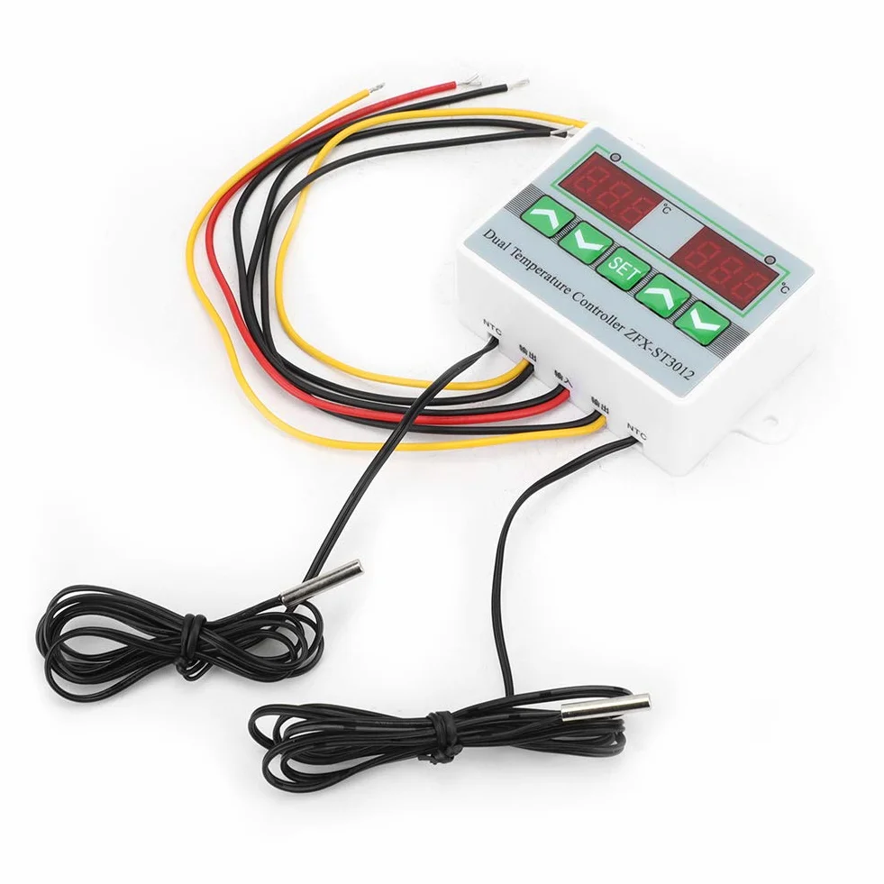 Termostat Zfx St3012, kontroler temperatury, inteligentne podwójne sterowanie, termostat , 12 V, regulator temperatury (220 V)