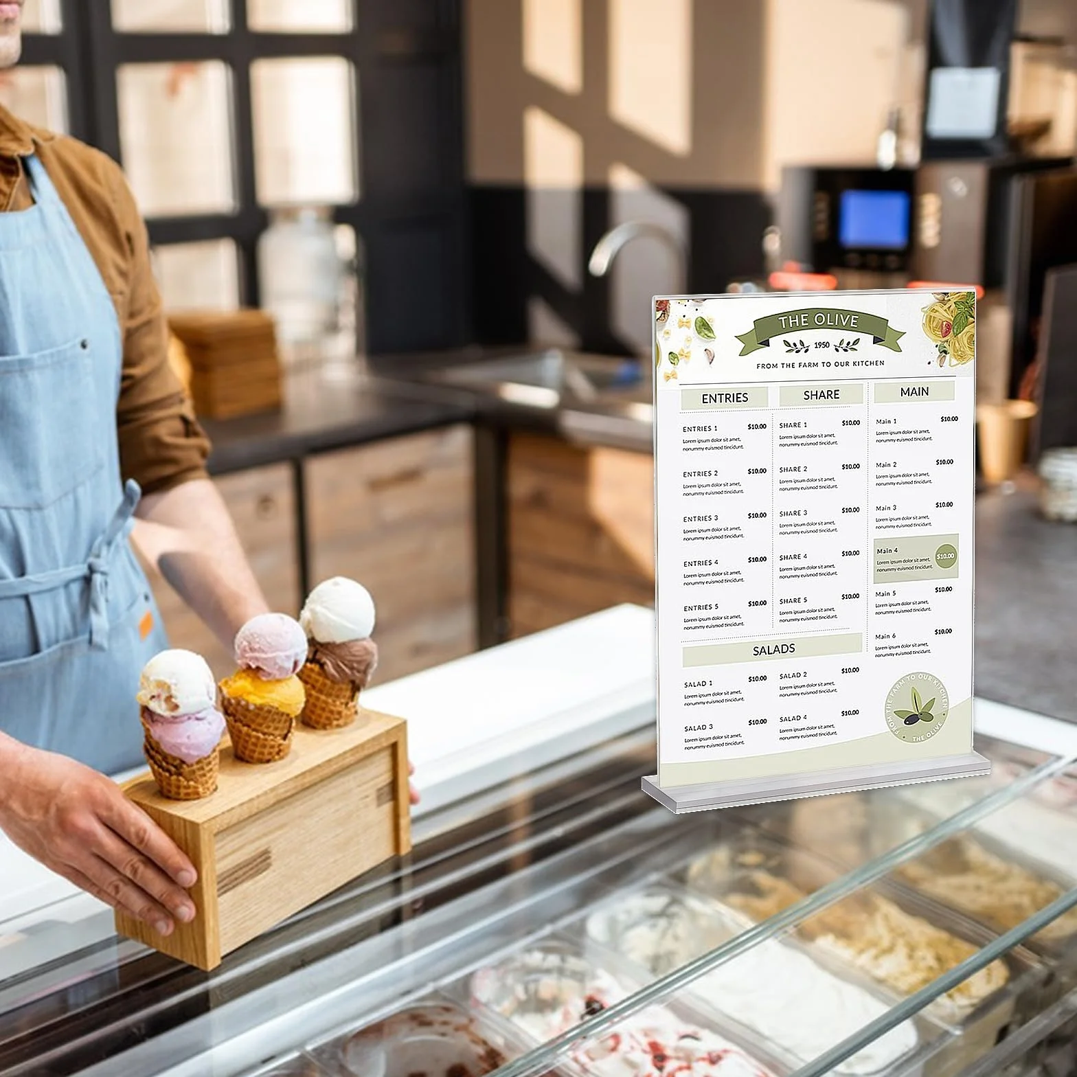 2 sztuki A4 Wyświetlacze akrylowe, Wyświetlacze stołowe A4, uchwyt na karty menu, uchwyt menu, stojak pocztowy, wyświetlacze reklamowe, przezroczyste akrylowe stoisko dla restauracji menu biurowe