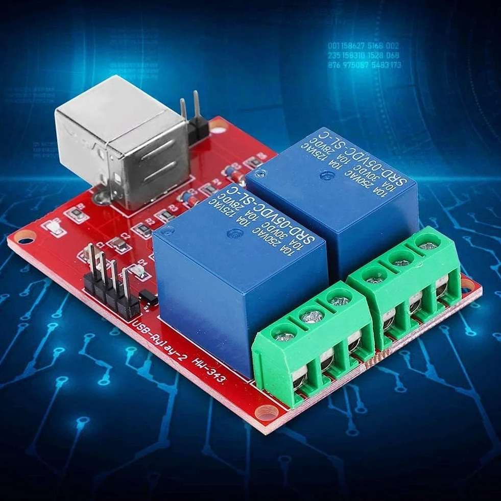 Walfront 2-Kanałowy Moduł Przekaźnika USB 5 V, Przełącznik Sterujący do Komputera, Inteligentny Automatyczny, Srebrny, 2NO 2NC