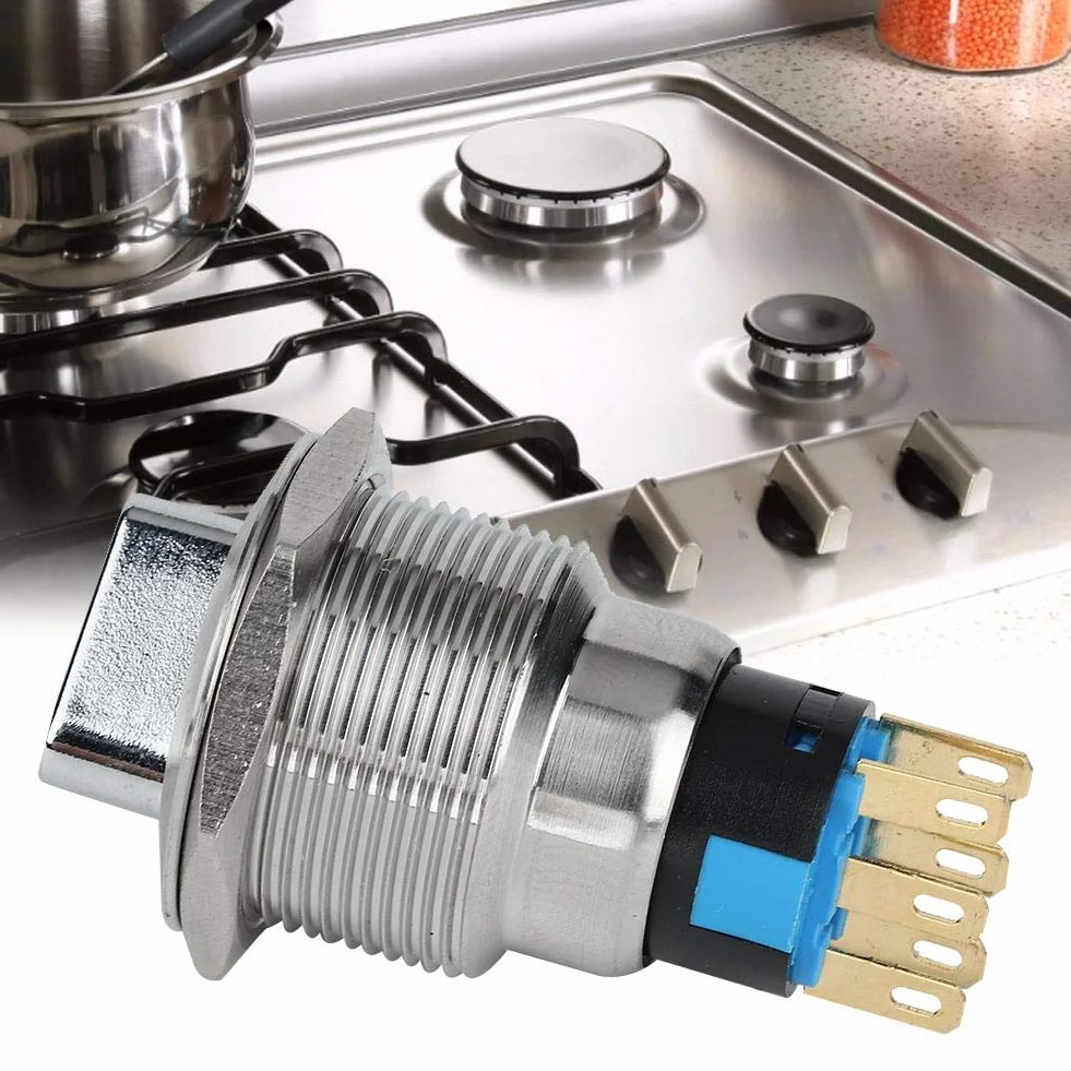 Drehschalter, 19 mm Edelstahl Wasserdichter IP67 Umschaltsteuerung Wahlschalter mit 5-14 N Arbeitsdruck, Schalter für Haushaltsgeräte, Fahrzeugmodifikation(6 Pin und 3 Level)
