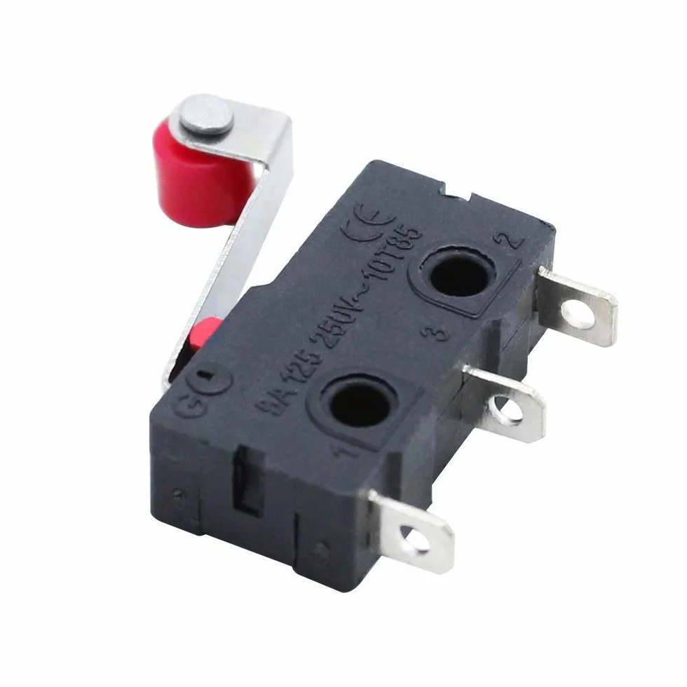 HUAYAO 25 sztuk mikro-przełącznik krańcowy z momentanem Roller dźwignia ramię SPDT 1NO 1NC AC 250V 5A Snap Aktion zawias mini dźwignia rolkowa lever ramię przełącznik zmiany