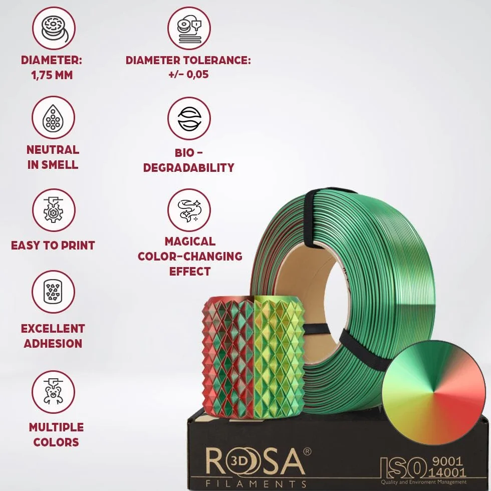 ROSA3D PLA Magic Silk Filament 1,75 mm do drukarek 3D, Goblin Szpula 0,3 kg