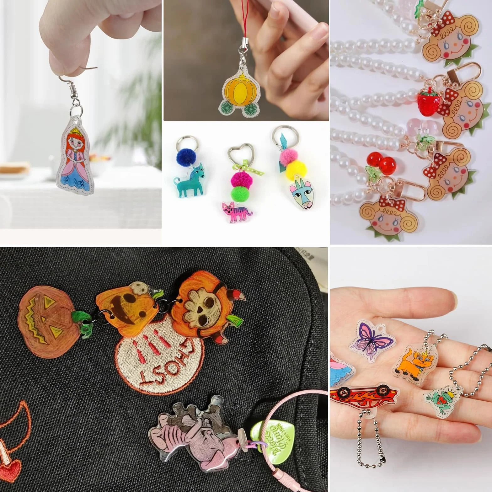 folia termokurczliwa, zestawy DIY folia termokurczliwa, w tym zestaw folii termokurczliwej A4, brelok, klamra, ołówek, dziurkacz, do rękodzieła dla dzieci