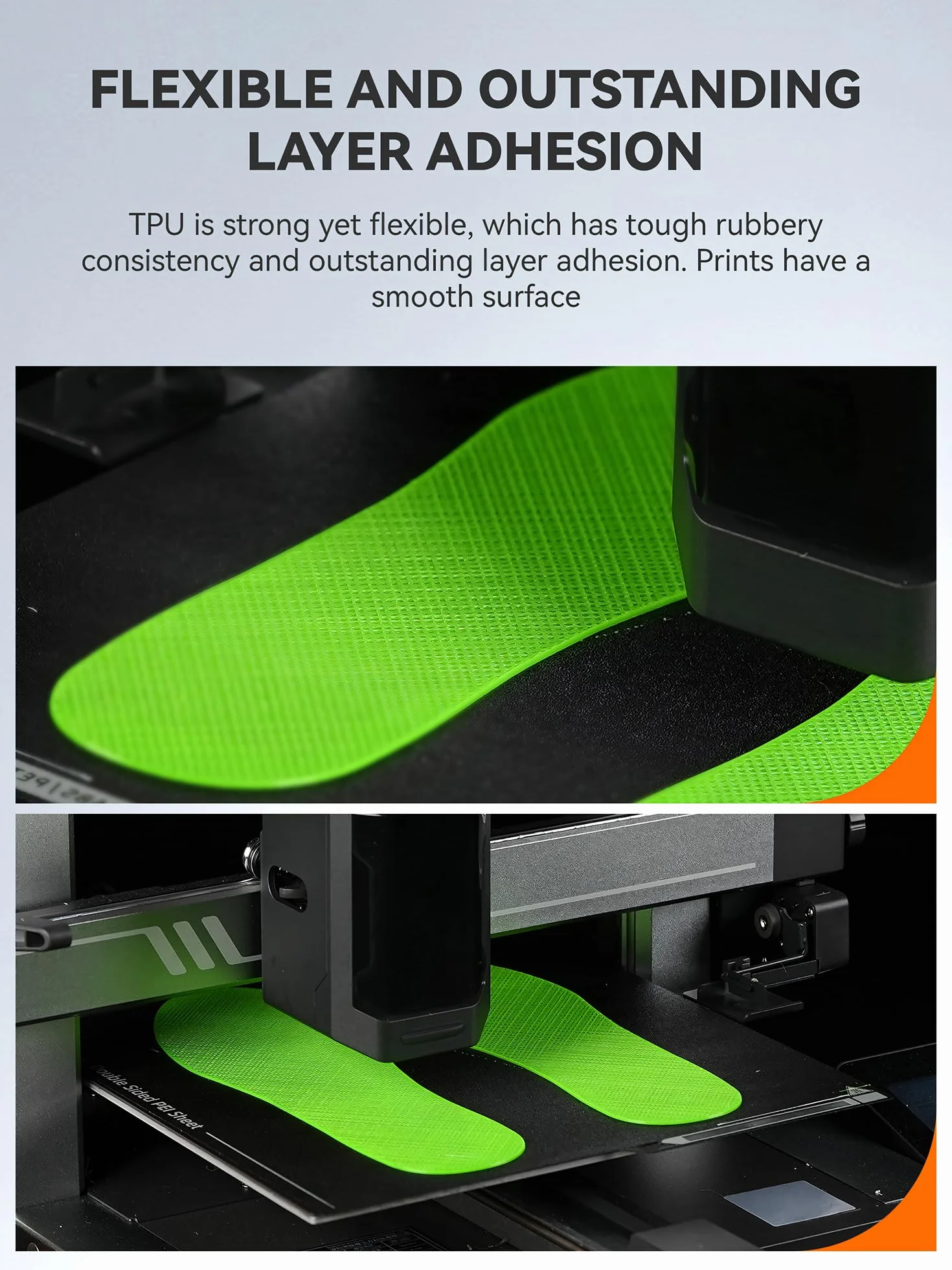 TECBEARS Elastyczny filament TPU 1,75 mm, twardość TPU 95 A, dokładność wymiarowa +/- 0,03 mm, szpula 1 kg, szary