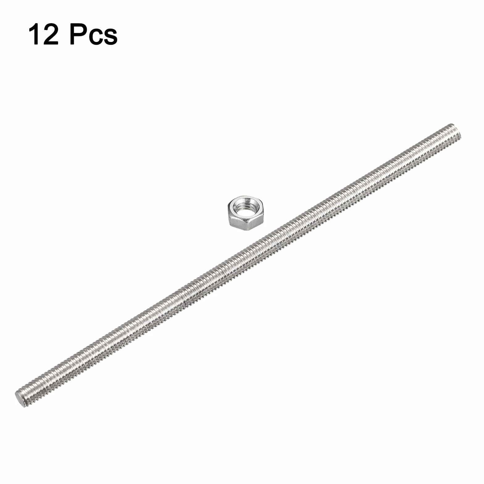 Zestaw 12 sztuk prętów gwintowanych M4 x 200 mm 304 stal szlachetna nakrętki sześciokątne