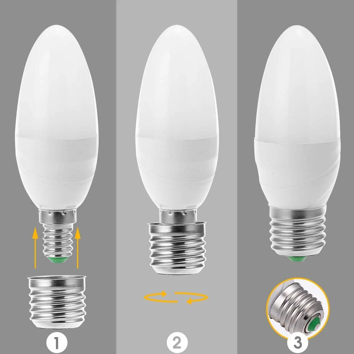 E14 do E27 LED Adapter gniazdka, konwerter uchwytu lampy, niklowane żelazo, konwerter śrub Edisona, konwerter adapterów do żarówek LED, żarówki, 230 V, bez możliwości ściemniania, 6 sztuk w