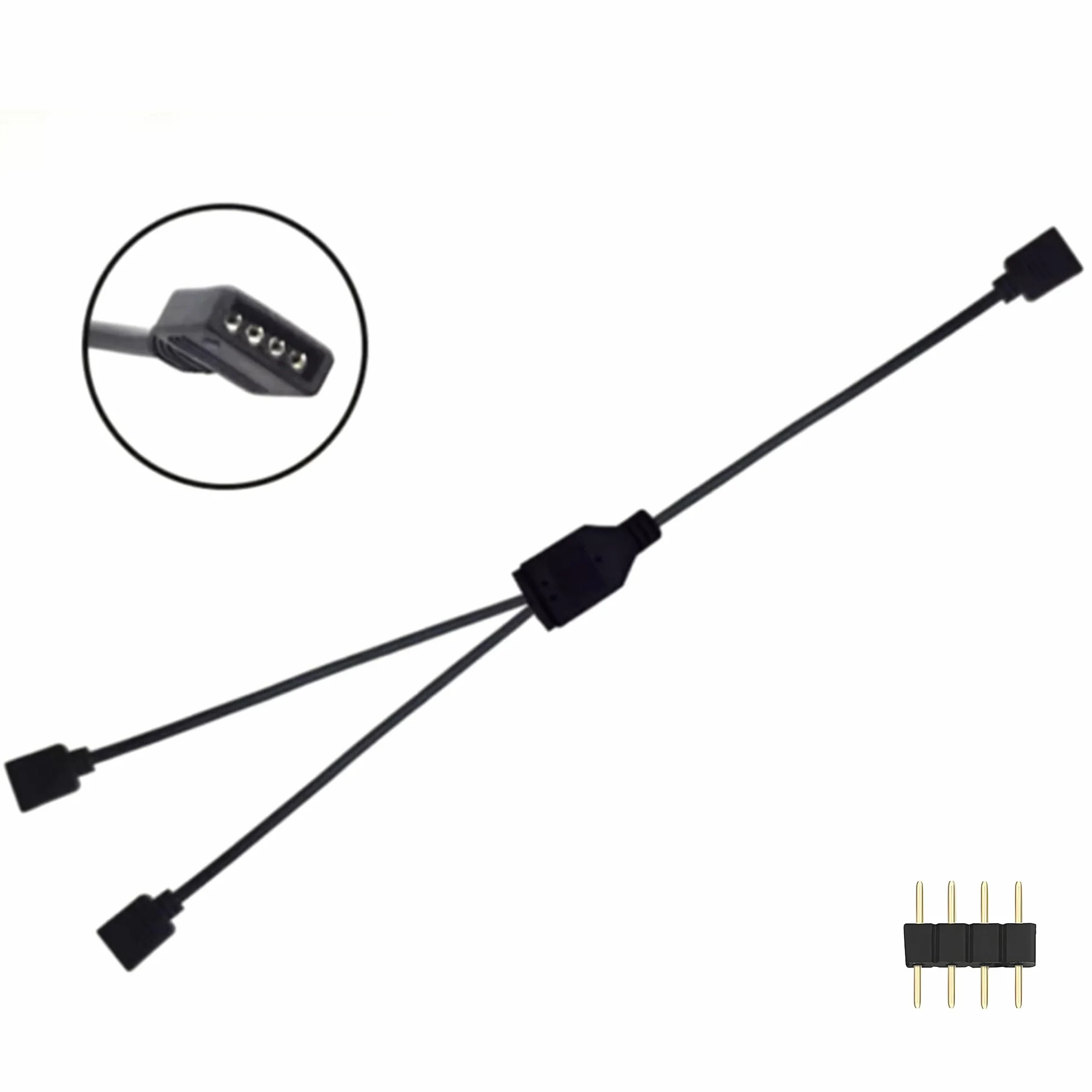 Lewttyer 4-pinowy rozdzielacz Y kabel 1 do 2 pasków LED, wtyczka 4-biegunowa, rozdzielacz RGB, czarny, 30 cm (6 szt.)