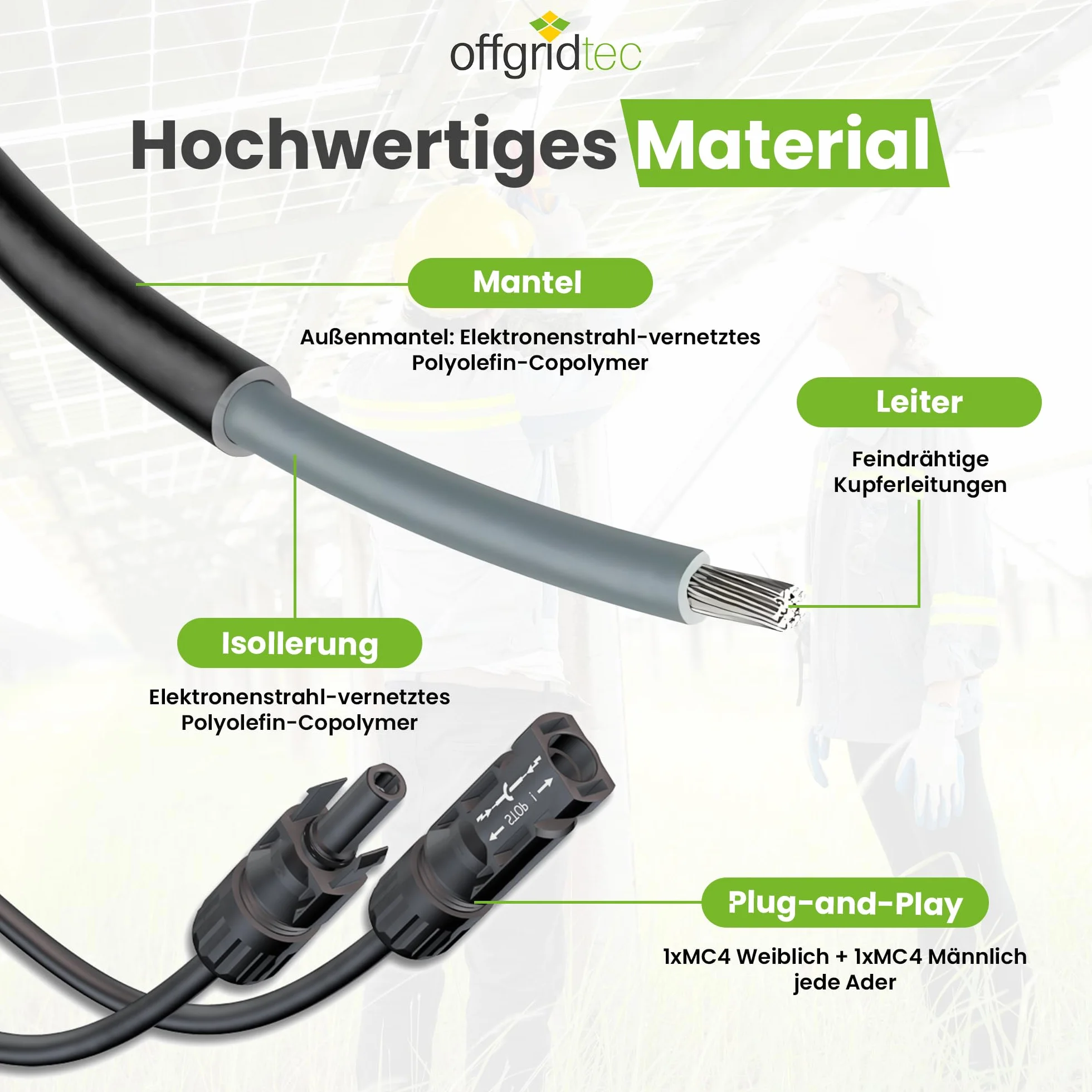 Offgridtec 1 m 4 mm² kabel połączeniowy z wtyczką PV