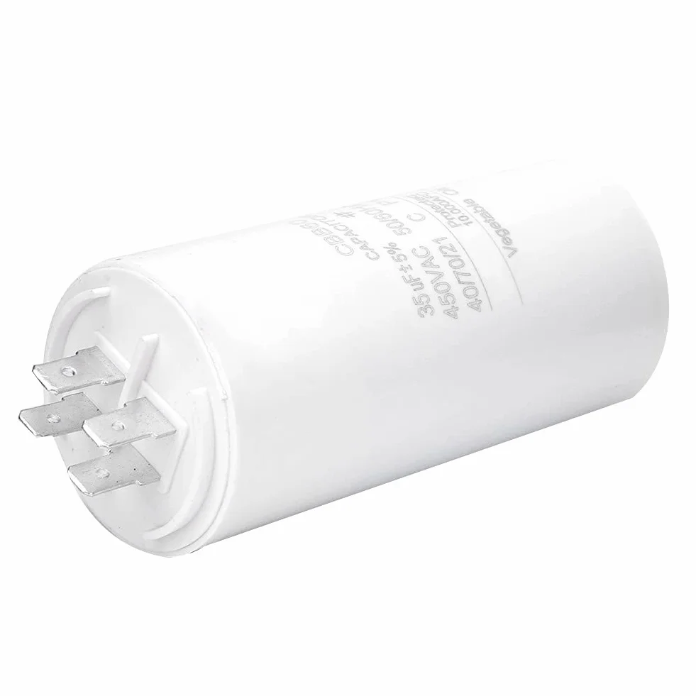 Kondensator CBB60 35uF 450V rozruchowy silnika cienkowarstwowy z nakrętką śrubową do pralki