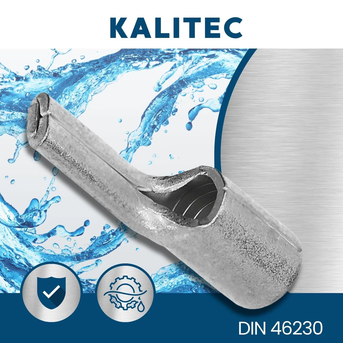 10 x zaciski kablowe Kalitec 16 mm², nieizolowane, miedziane, spawane i cynowane, lutowane i cynowane końcówki kablowe do akumulatora, typ uchwytu, płaska średnica wewnętrzna
