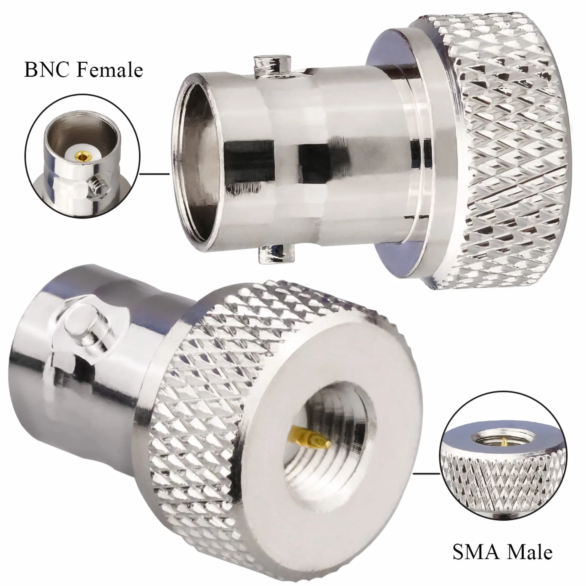 TUOLNK SMA-Stecker auf BNC-Buchse HF-Koax-Anschluss für Funkgerät Walkie Talkie HF-Koaxialadapter BNC auf SMA-Koax-Adapter 2 Set