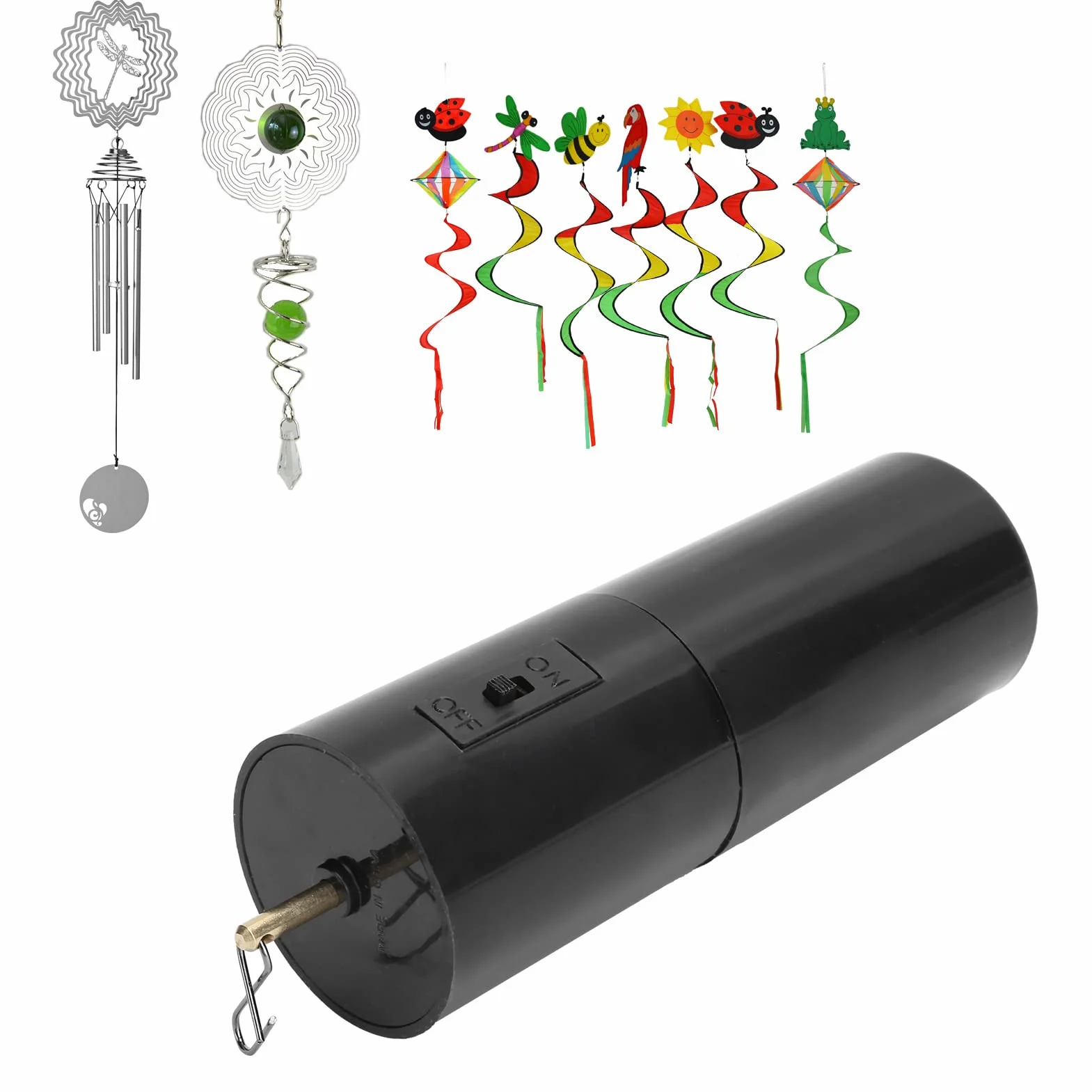 Obrotowy Silnik Wiszący Czarny Obrotowy Silnik do Dzwonków Wietrznych Mobilny Zasilany baterią Garden Decor Accessoy