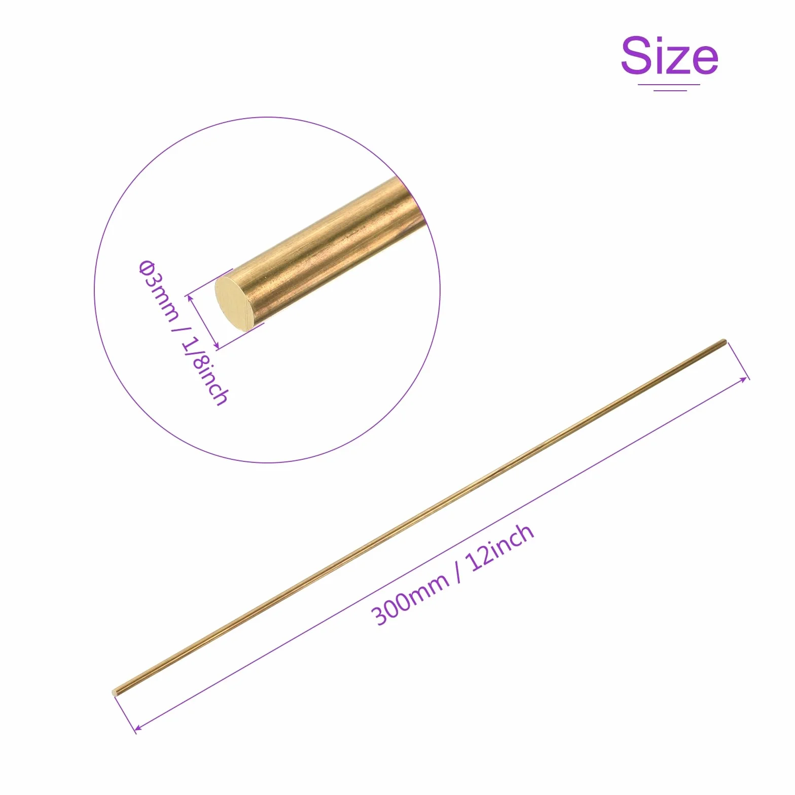 DMiotech 8 sztuk 3 mm x 300 mm mosiężne pręty, okrągłe pręty mosiężne do lutowania, mosiężny pręt tokarski, model wału samolotu, statek samochodowy
