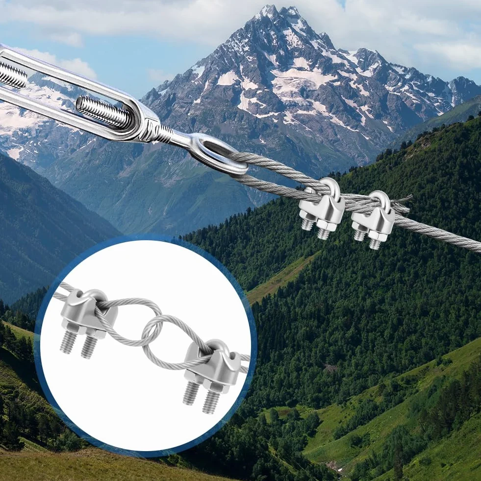 Flintronic Zacisk do liny drucianej 4 mm 304 stal nierdzewna U zaciski linowe M4 24 sztuki